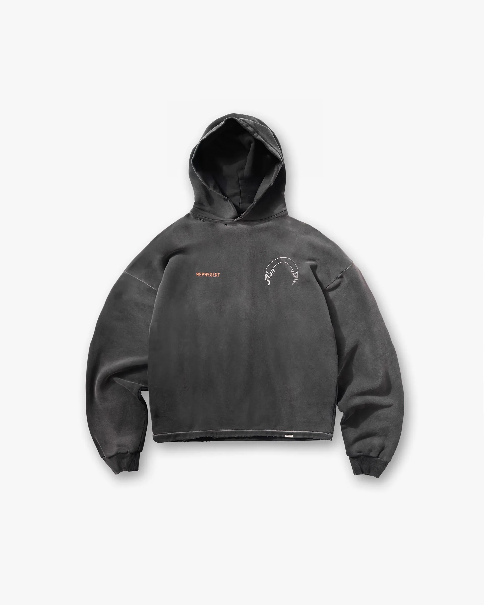 Represent Banner Hoodie - Stained Black sold by Represent
