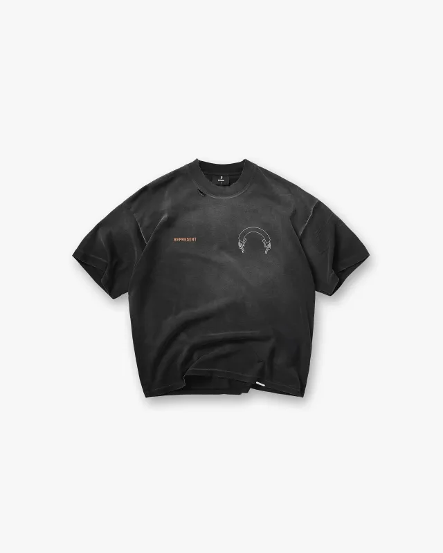 Represent Banner T-Shirt - Stained Black sold by Represent
