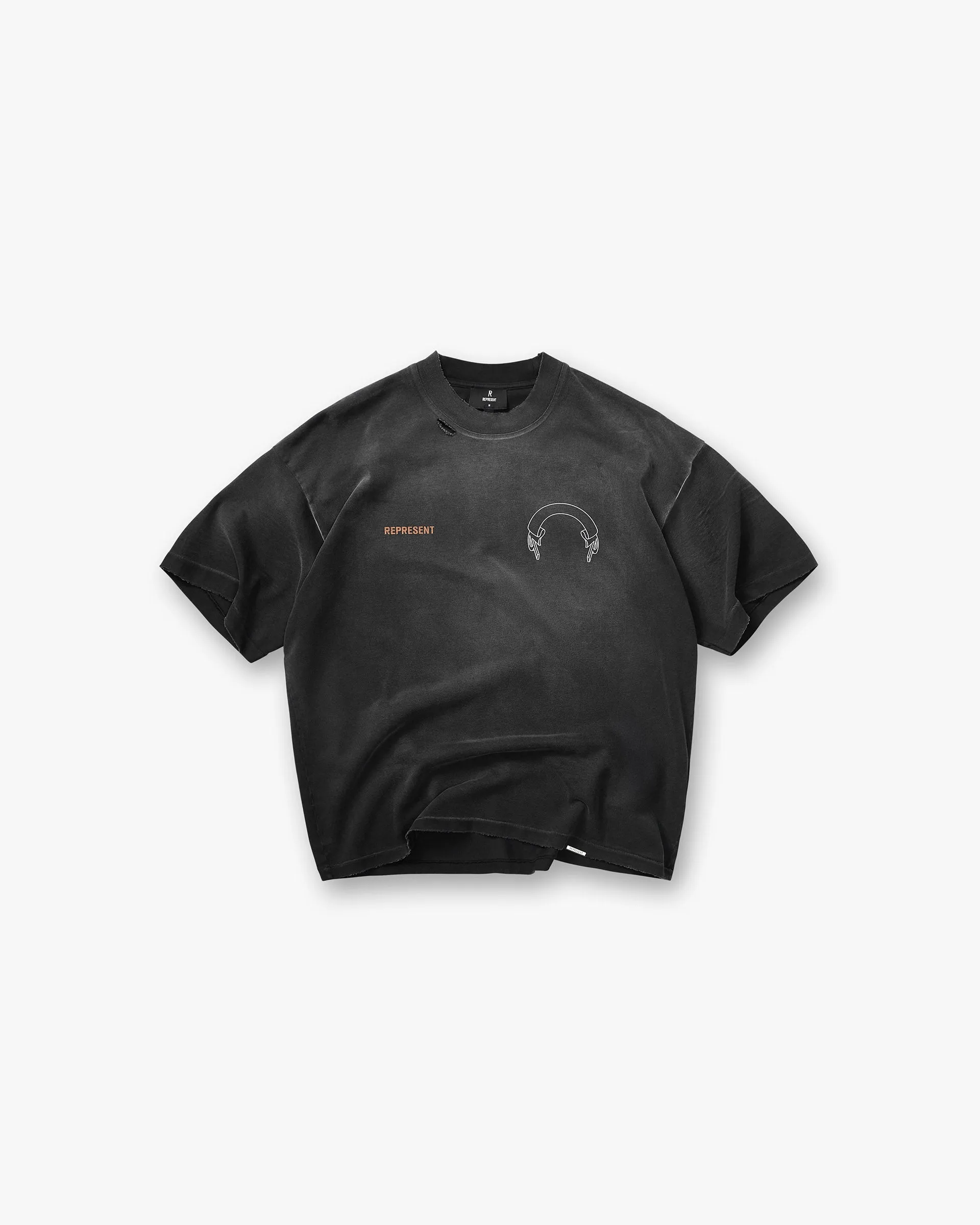 Represent Banner T-Shirt - Stained Black sold by Represent