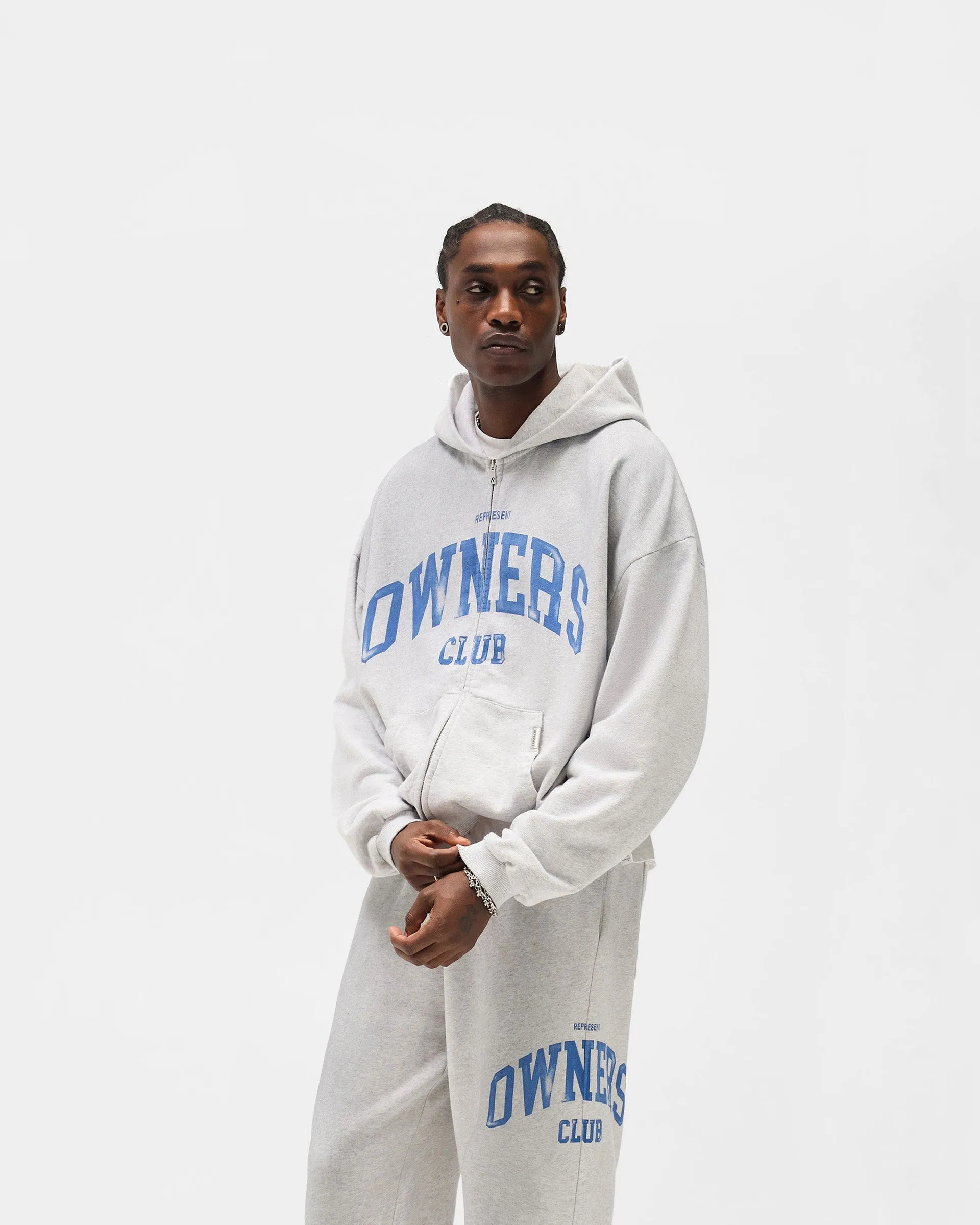Represent Owners Club Zip Through Hoodie - Sprayed Ice Grey Marl sold by Represent product image thumbnail 5