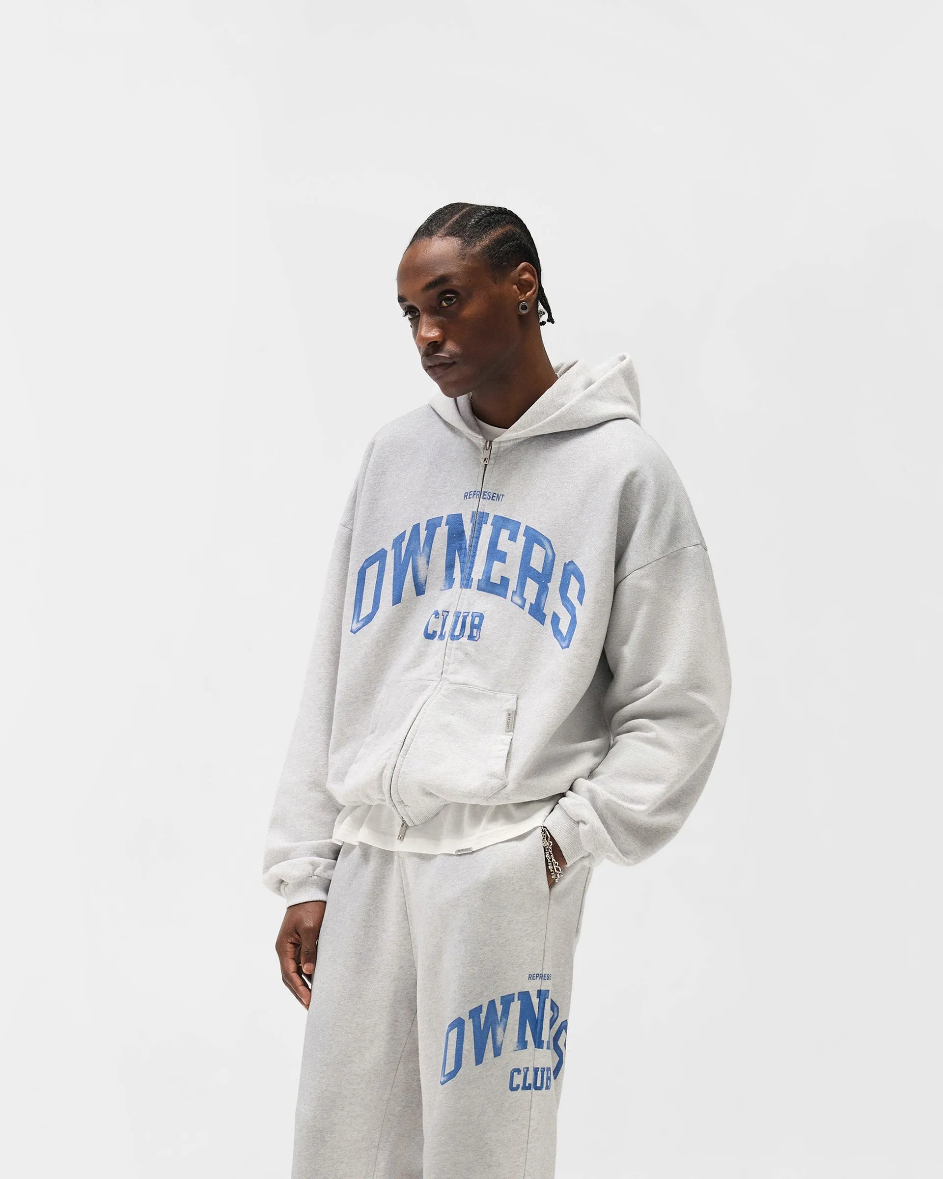 Represent Owners Club Zip Through Hoodie - Sprayed Ice Grey Marl sold by Represent product image thumbnail 2