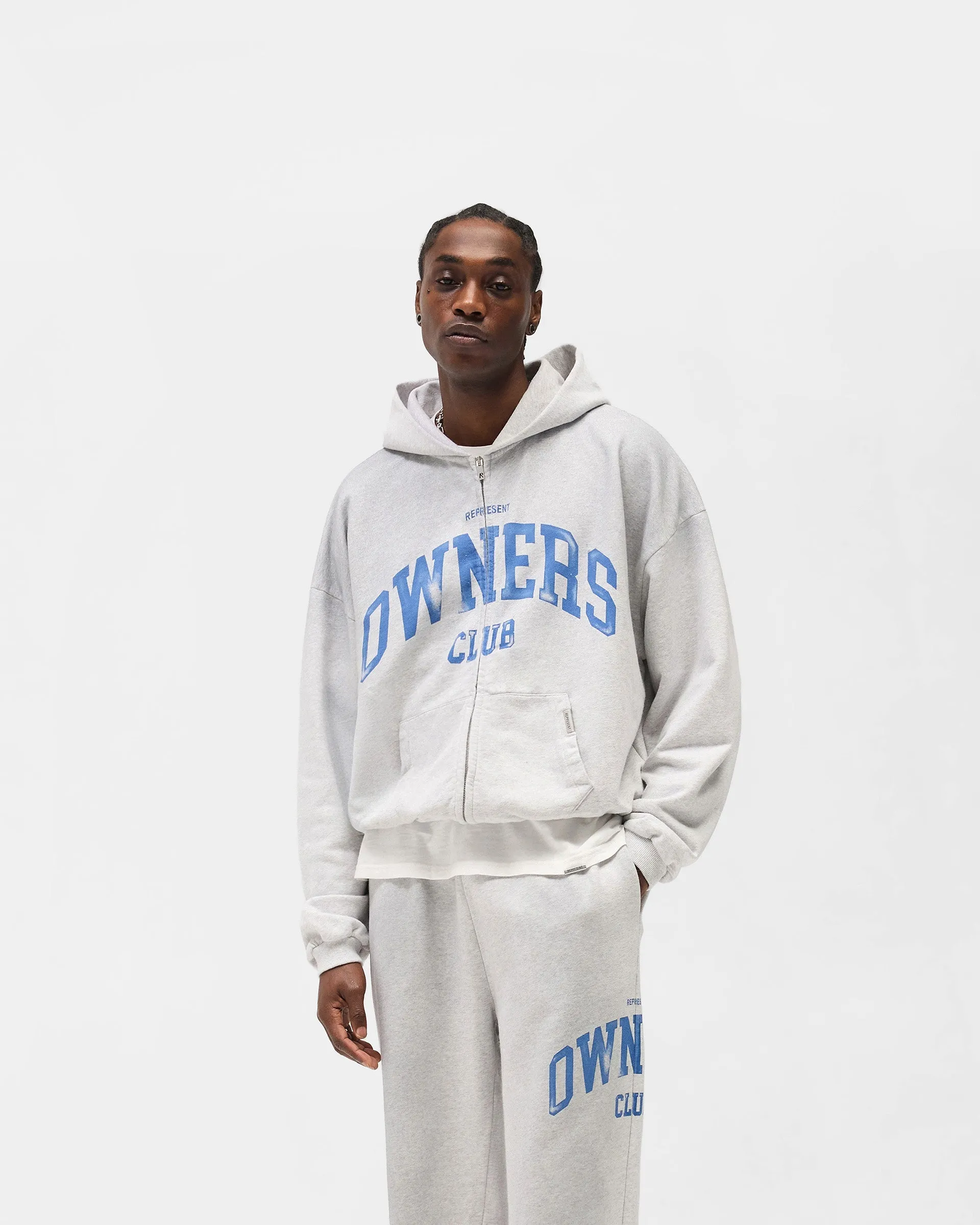Represent Owners Club Zip Through Hoodie - Sprayed Ice Grey Marl sold by Represent product image thumbnail 3