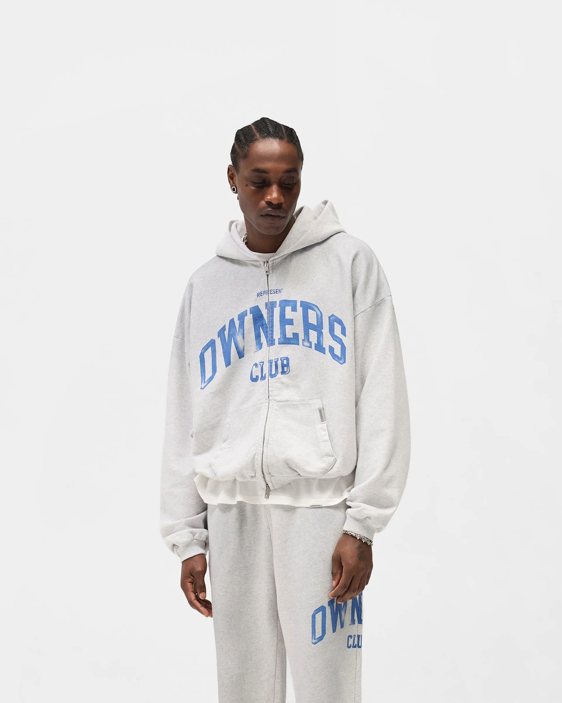 Represent Owners Club Zip Through Hoodie - Sprayed Ice Grey Marl sold by Represent product image thumbnail 4