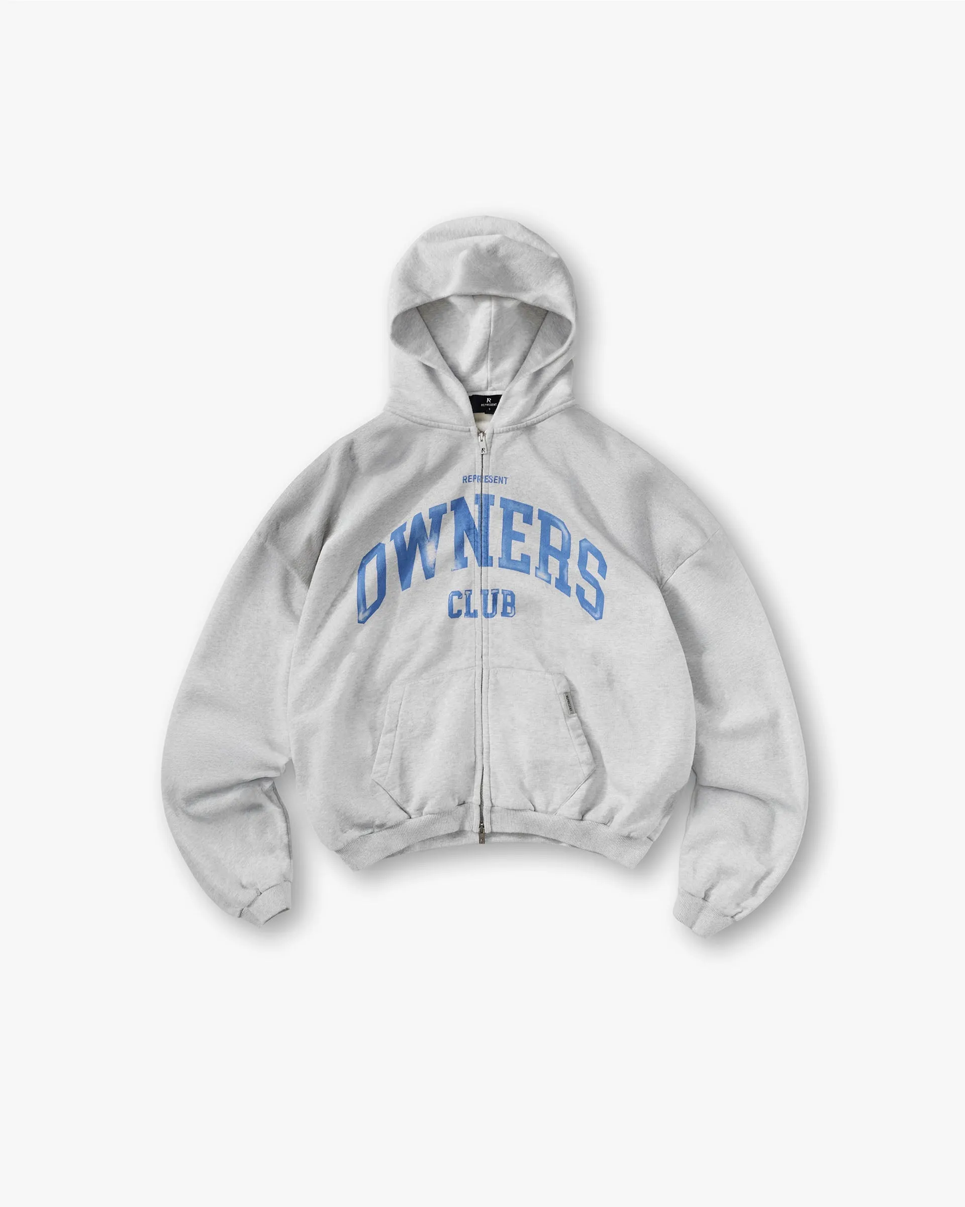 Represent Owners Club Zip Through Hoodie - Sprayed Ice Grey Marl sold by Represent