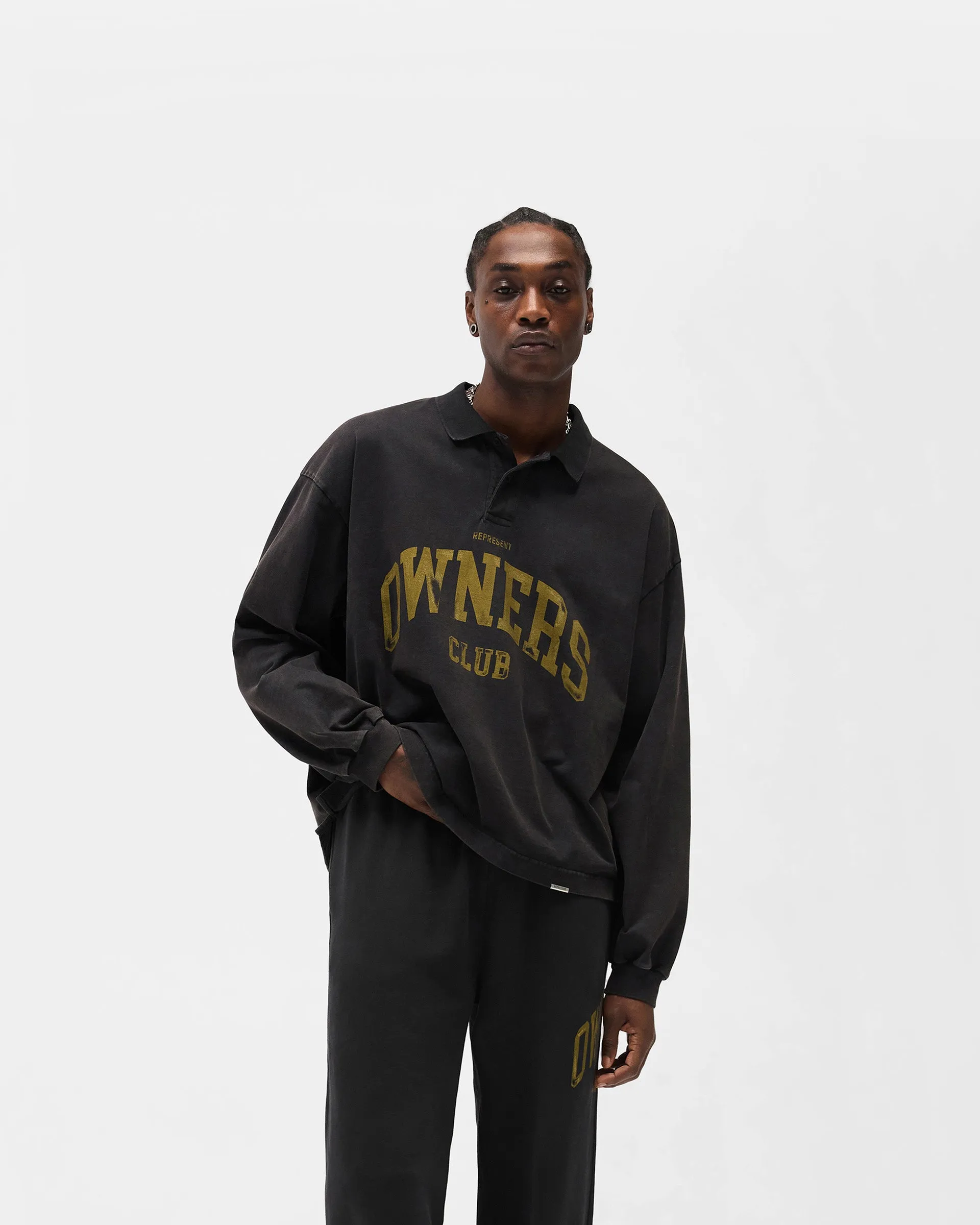 Represent Owners Club Rugby Polo - Faded Black sold by Represent product image thumbnail 2