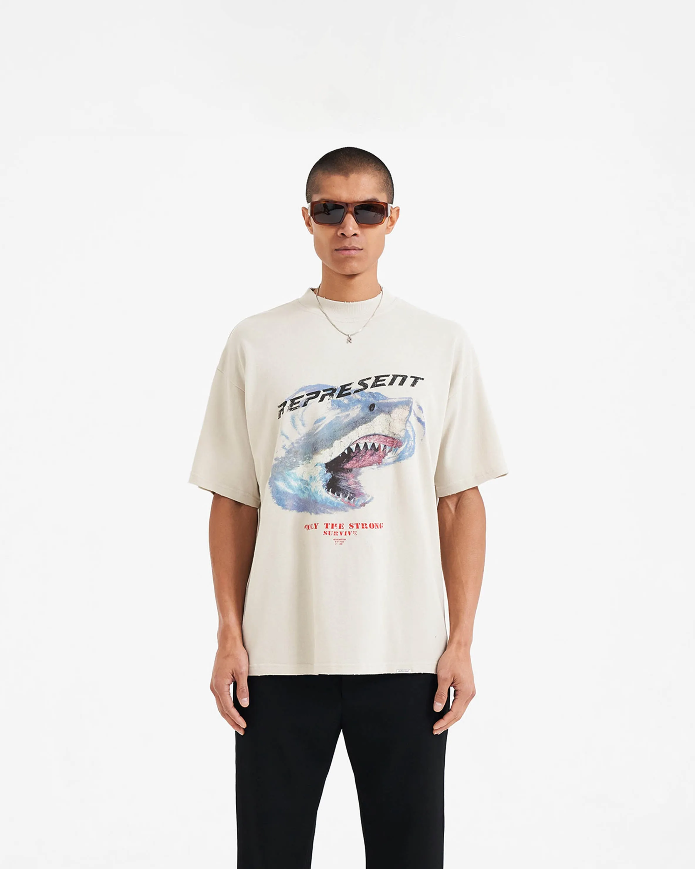 Only The Strong Survive T-shirt - Vintage White sold by Represent product image thumbnail 3