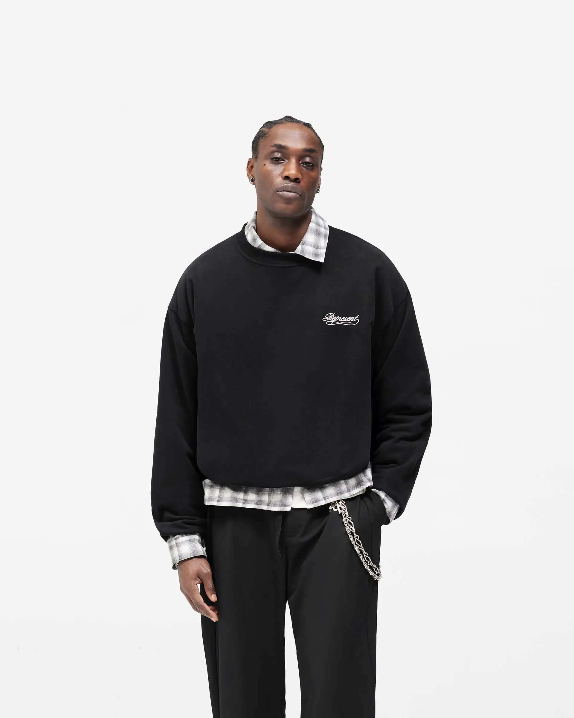 Dual Layer Script Sweater - Jet Black sold by Represent product image thumbnail 3