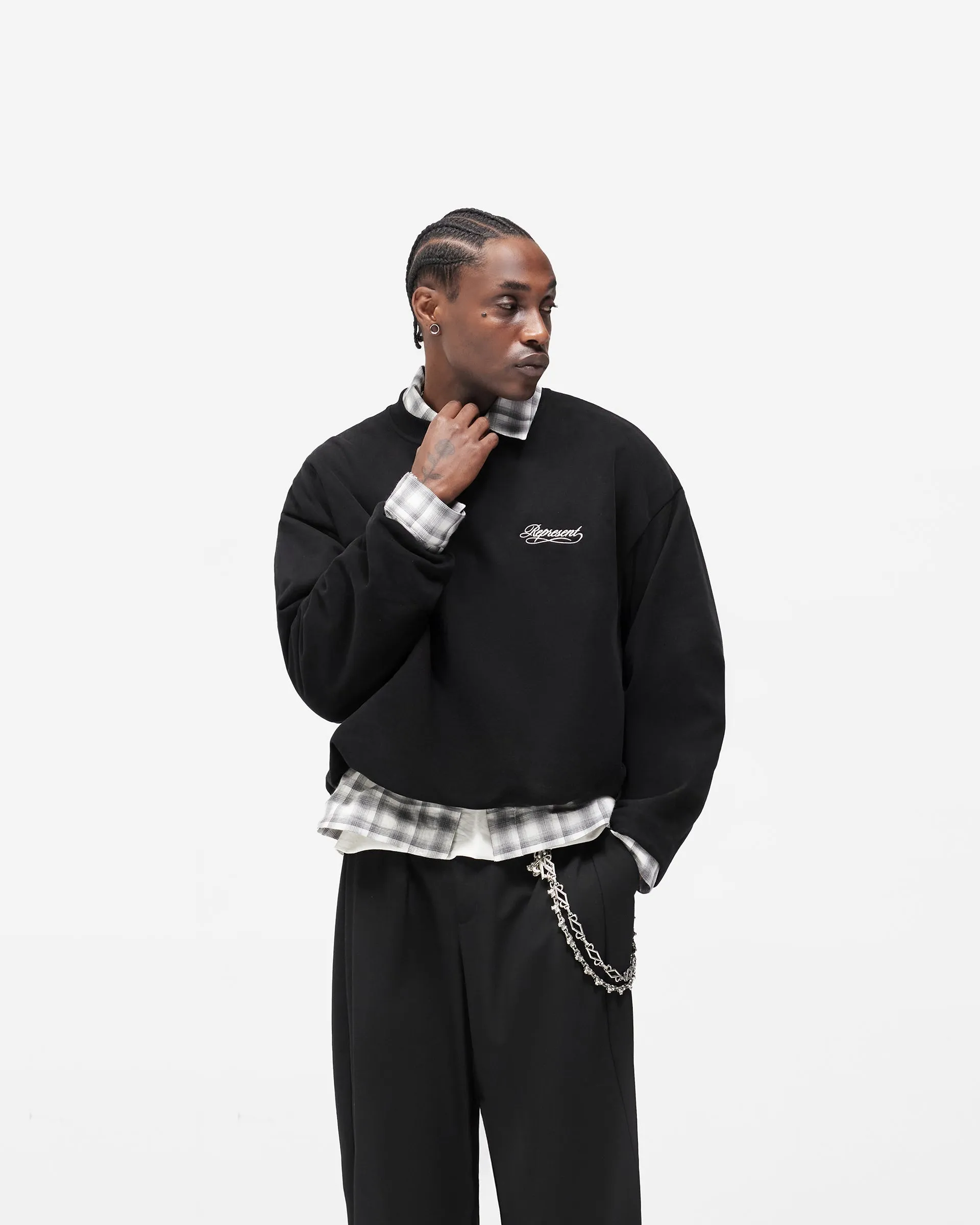 Dual Layer Script Sweater - Jet Black sold by Represent product image thumbnail 2