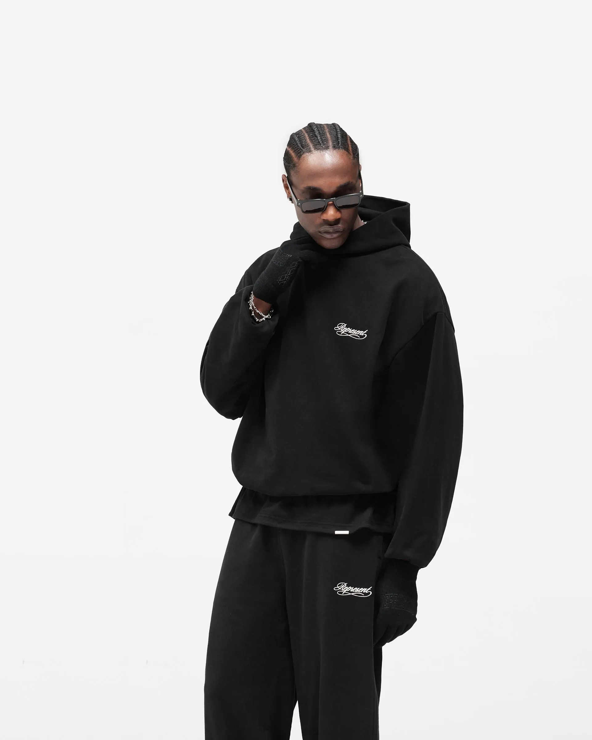 Dual Layer Script Hoodie - Jet Black sold by Represent product image thumbnail 4