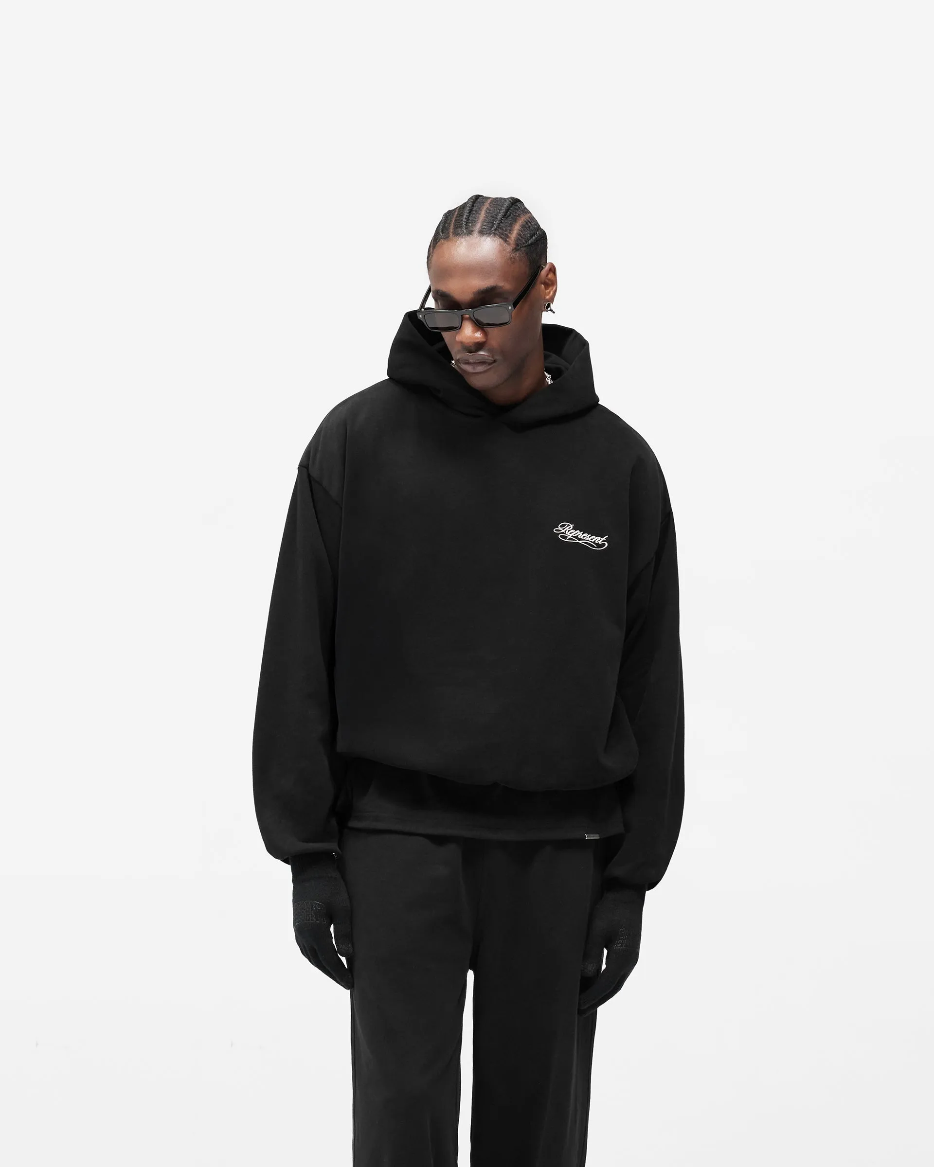 Dual Layer Script Hoodie - Jet Black sold by Represent product image thumbnail 2