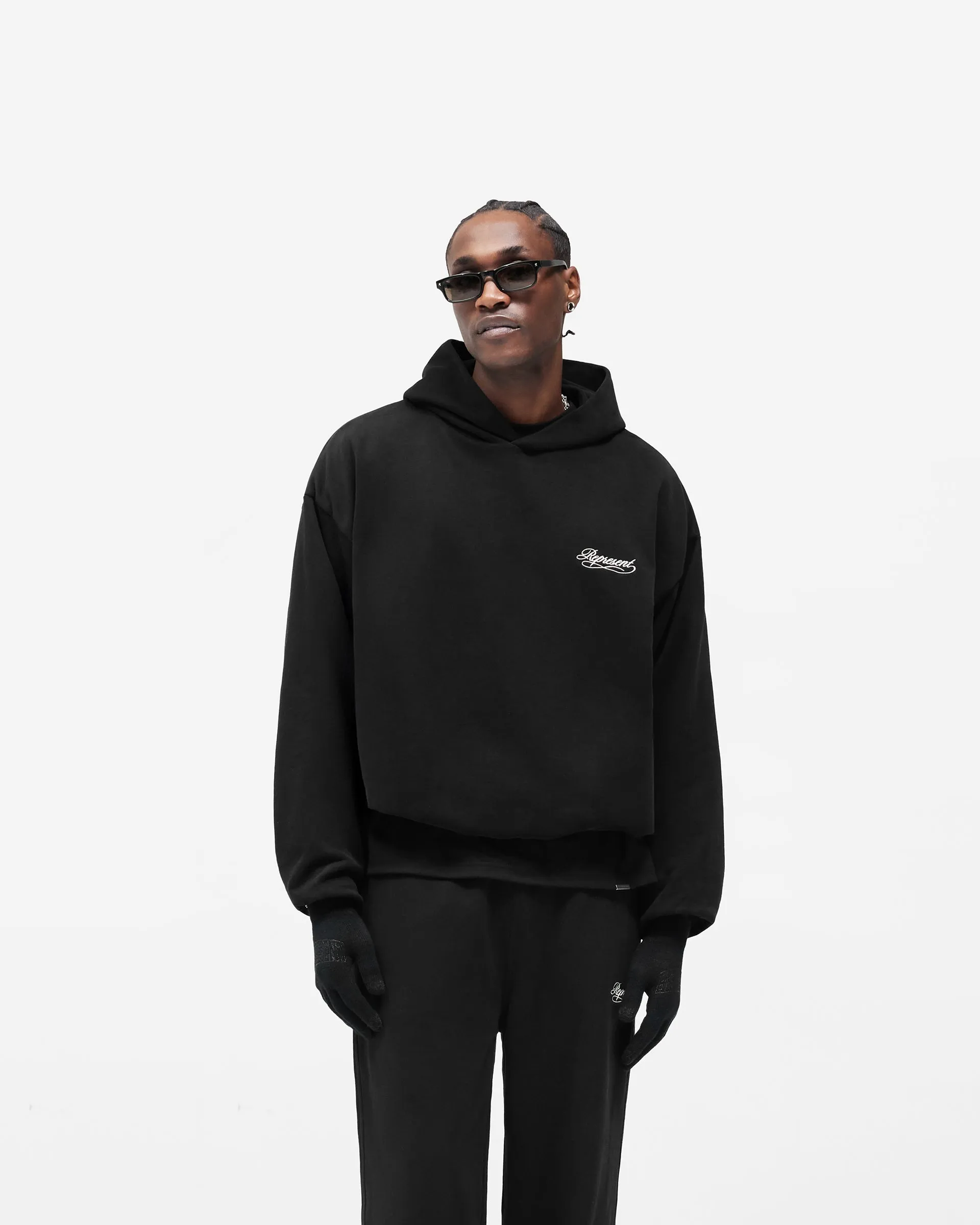 Dual Layer Script Hoodie - Jet Black sold by Represent product image thumbnail 3