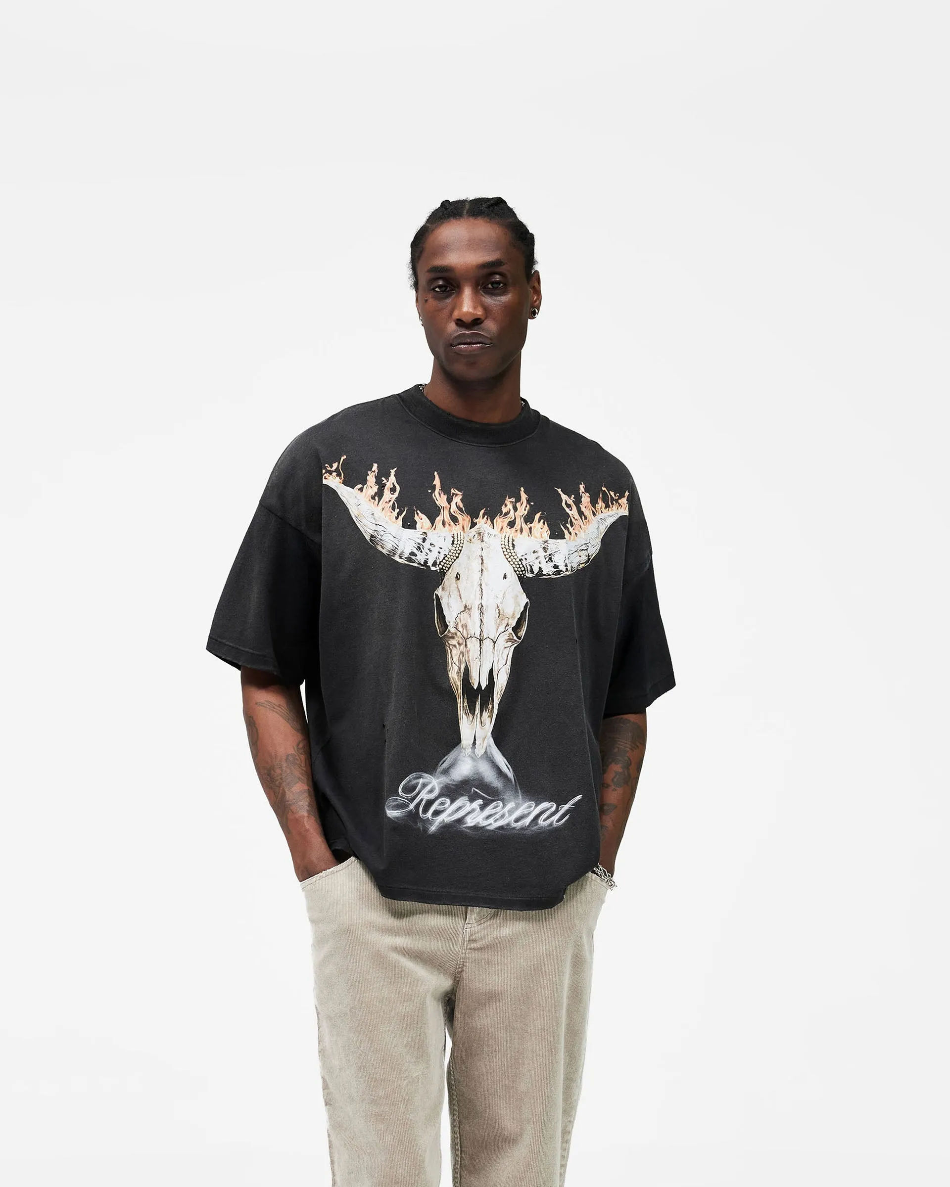 British Cowboys T-Shirt - Stained Black sold by Represent product image thumbnail 3