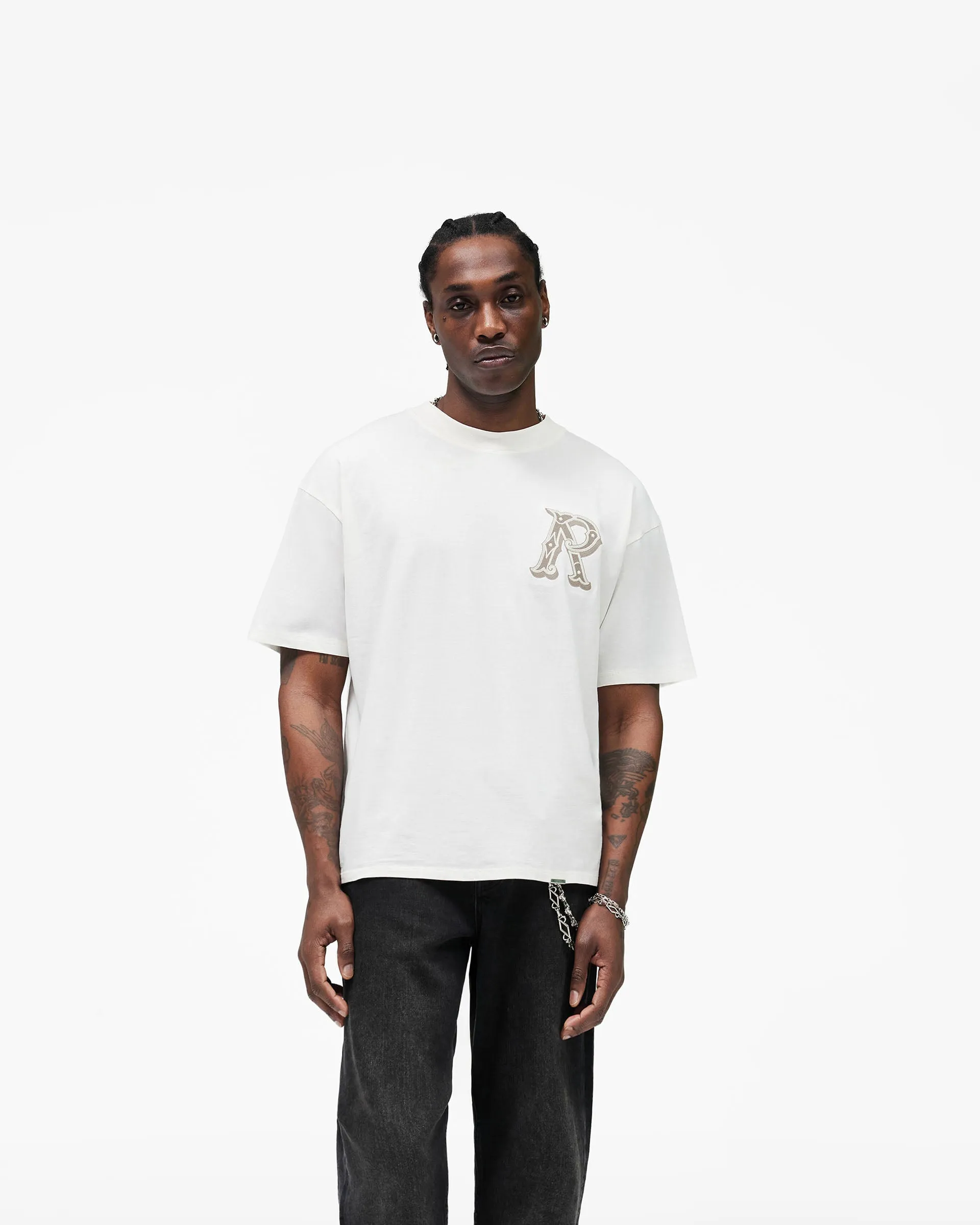 Western Initial T-Shirt - Flat White sold by Represent product image thumbnail 3