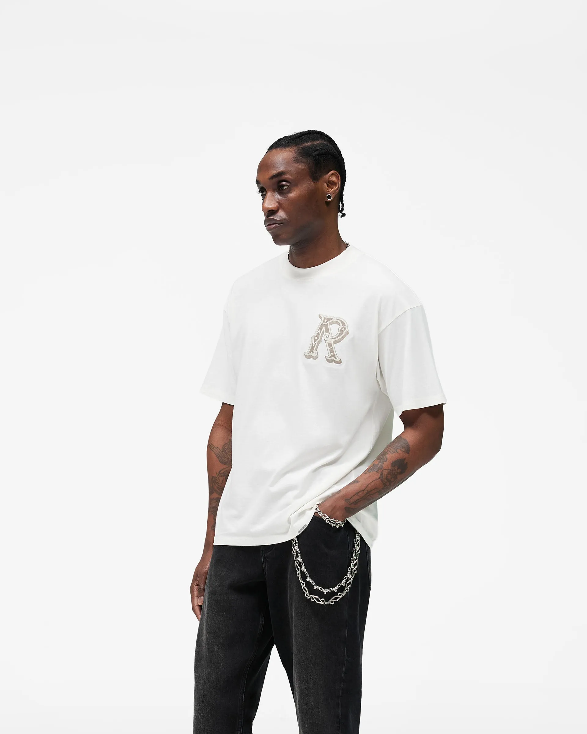 Western Initial T-Shirt - Flat White sold by Represent product image thumbnail 4