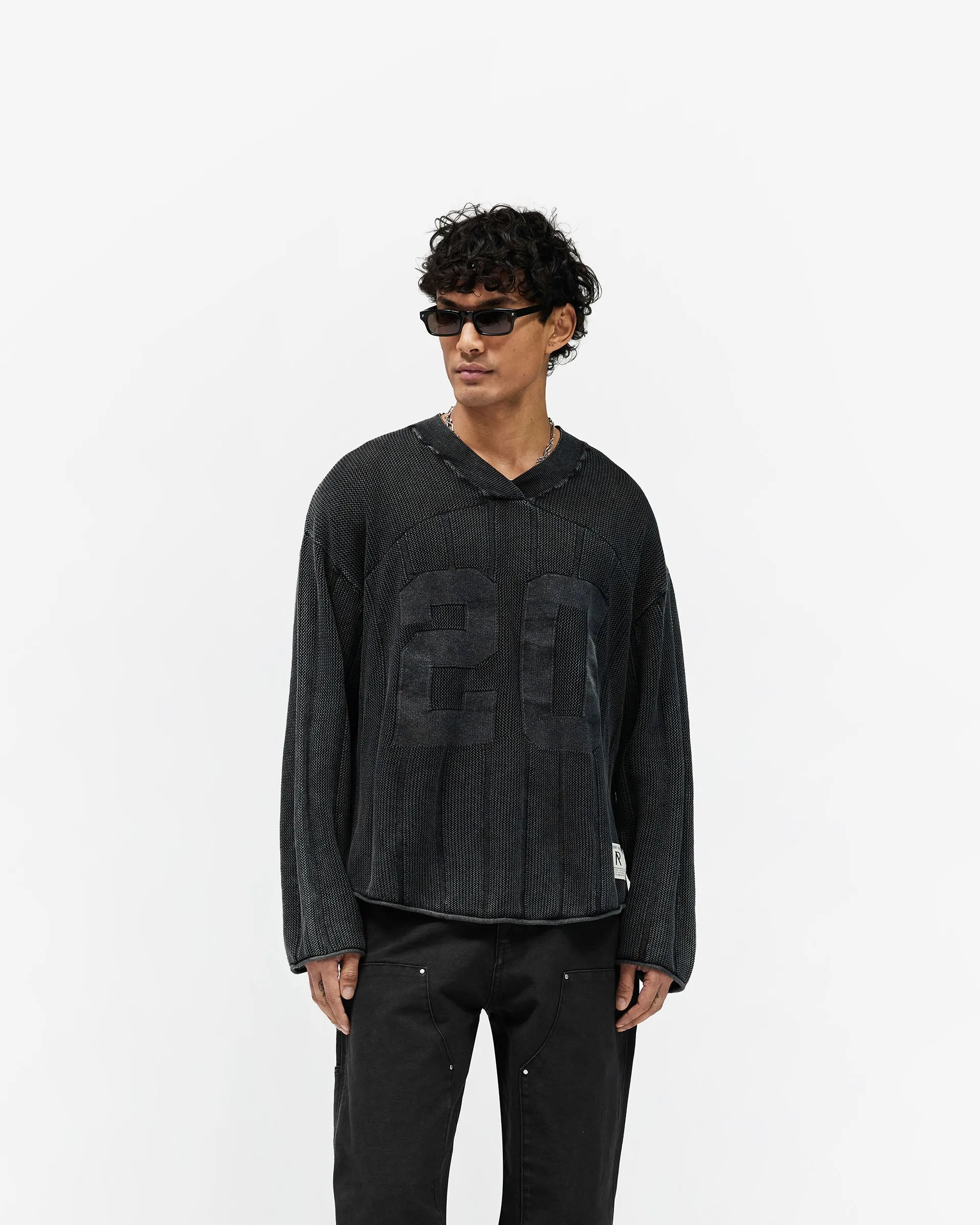 Knitted Varsity Long Sleeve Jersey - Vintage Grey sold by Represent product image thumbnail 2