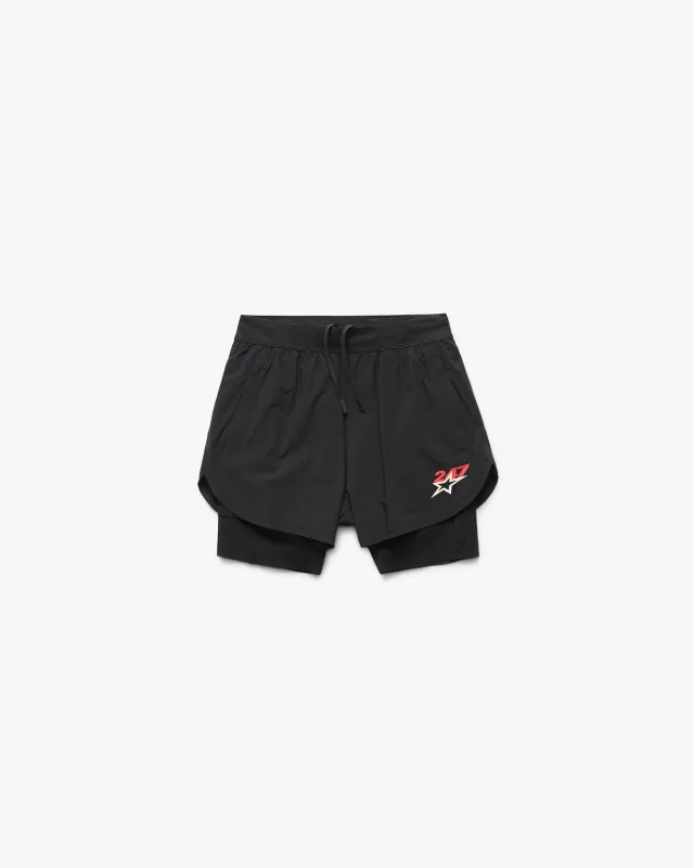 247 Hybrid 2-In-1 Short - Jet Black made by Represent