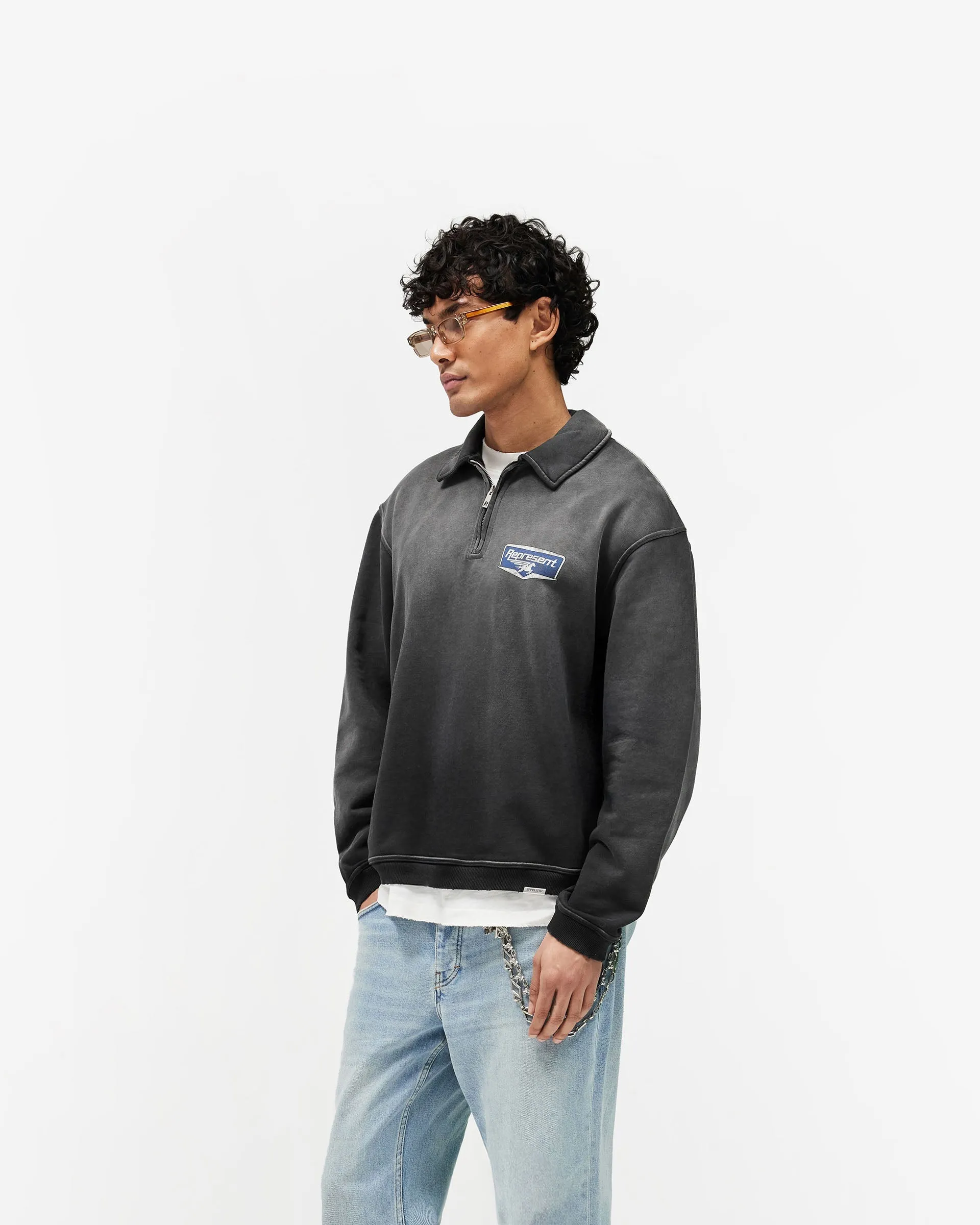 Nothing Faster Quarter Zip Sweatshirt - Stained Black sold by Represent product image thumbnail 4