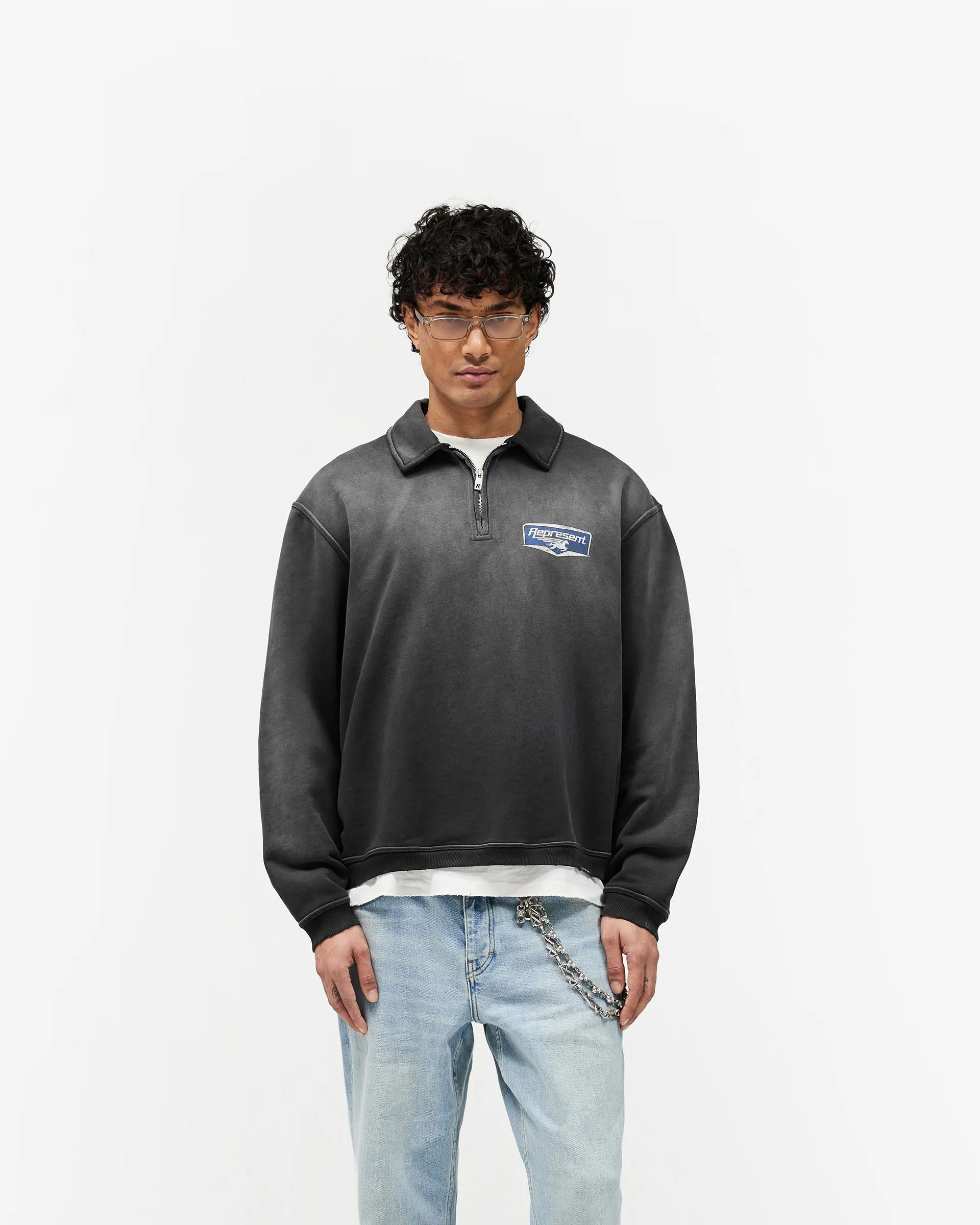 Nothing Faster Quarter Zip Sweatshirt - Stained Black sold by Represent product image thumbnail 3