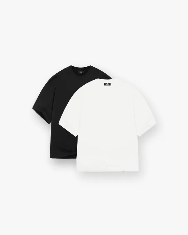 2 x Initial Boxy T-Shirt - Flat White & Black sold by Represent