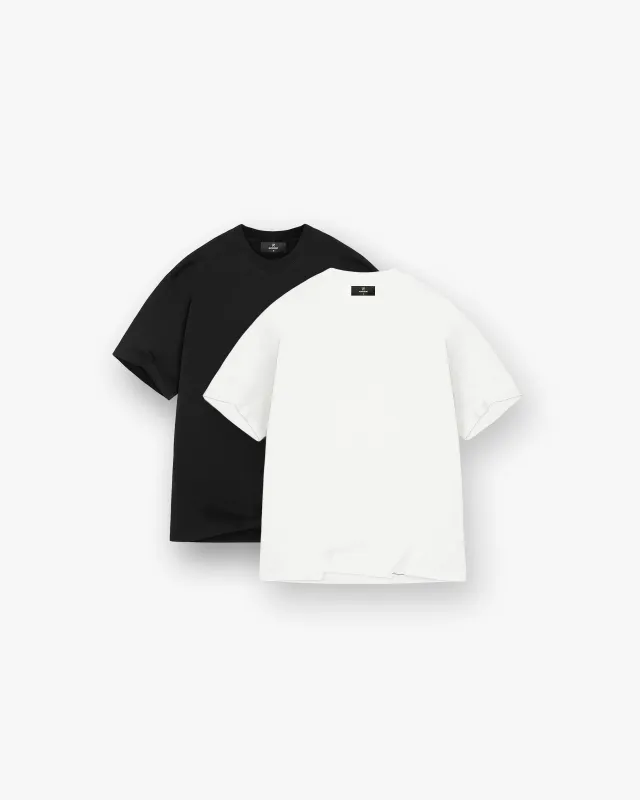 2 x Initial Oversized T-Shirt - Flat White & Black sold by Represent