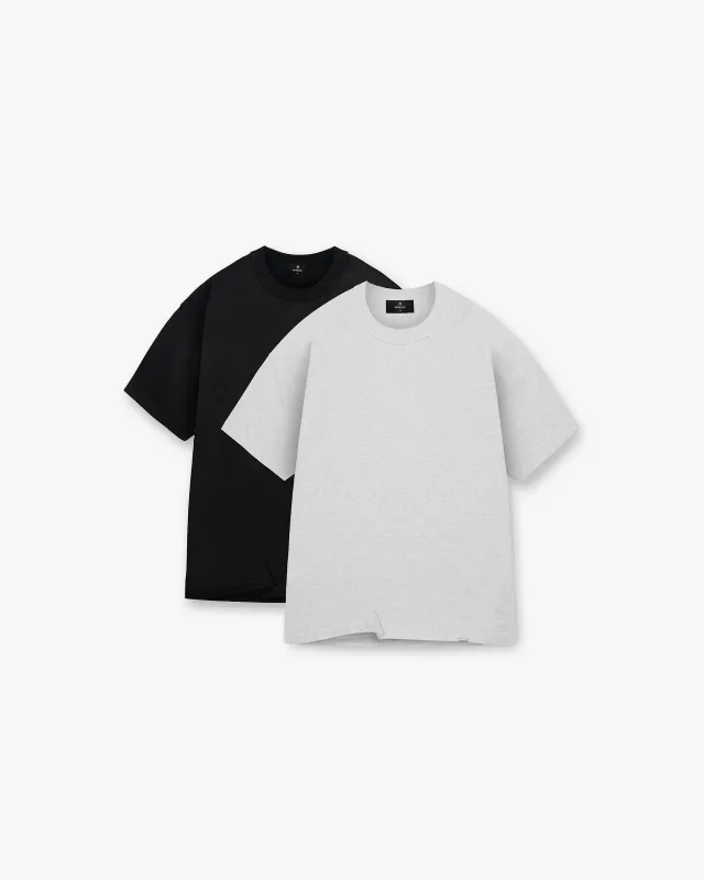 2 x Initial T-Shirt - Black & Ice Grey Marl made by Represent