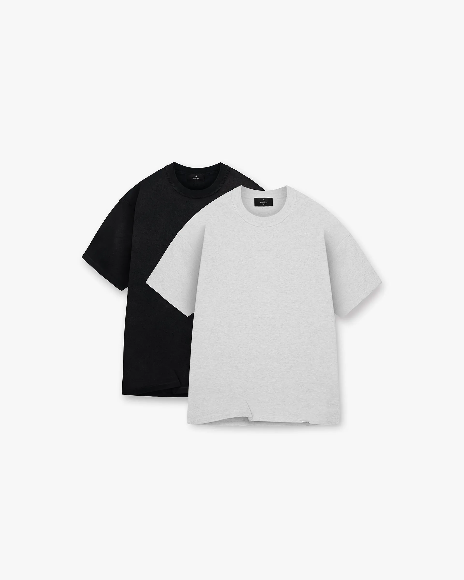 2 x Initial T-Shirt - Black & Ice Grey Marl sold by Represent