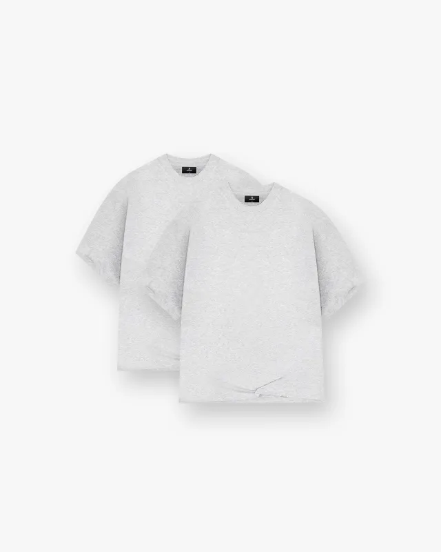 2 x Initial Boxy T-Shirt - Ice Grey Marl sold by Represent