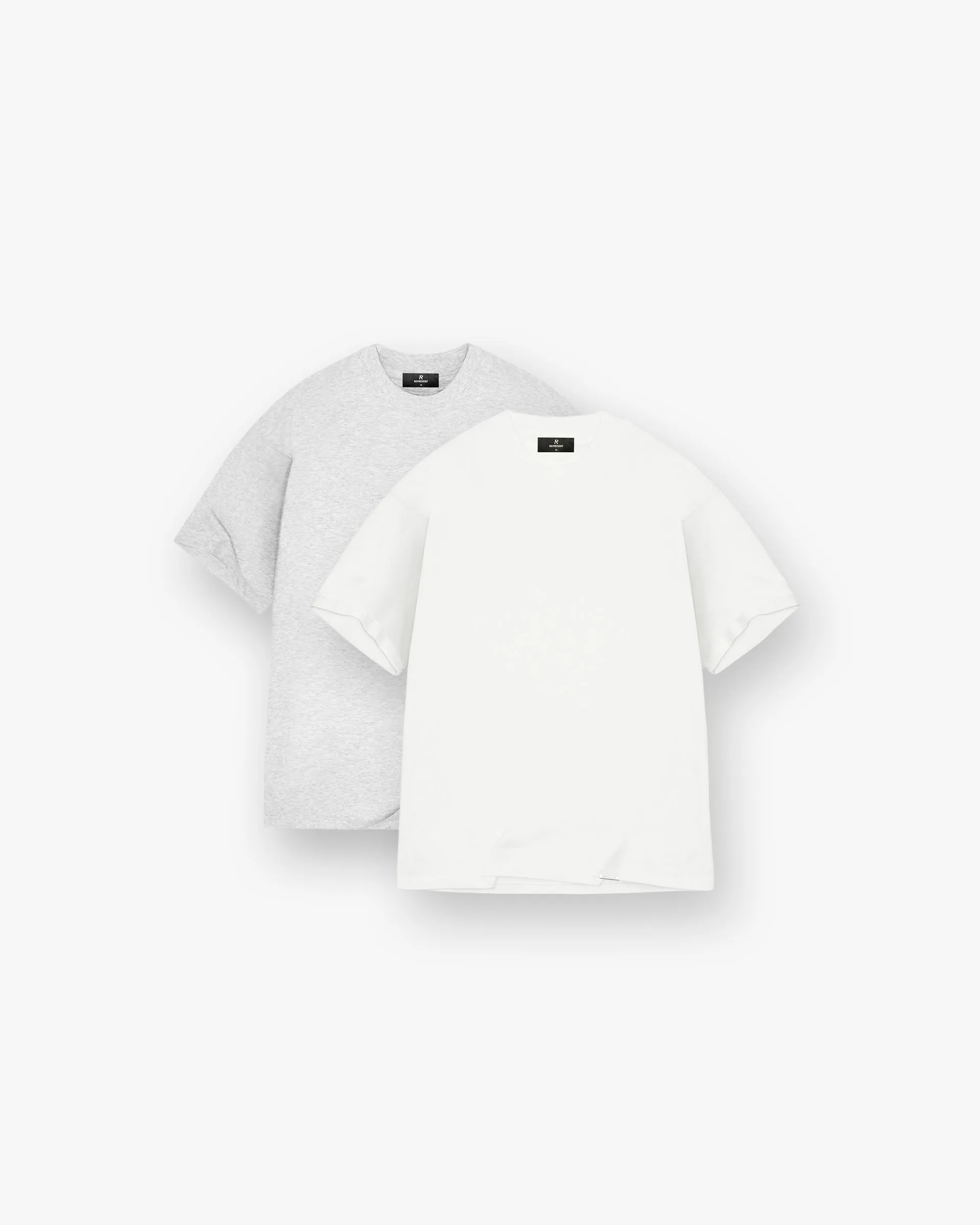 2 x Initial Oversized T-Shirt - Flat White & Ice Grey Marl sold by Represent