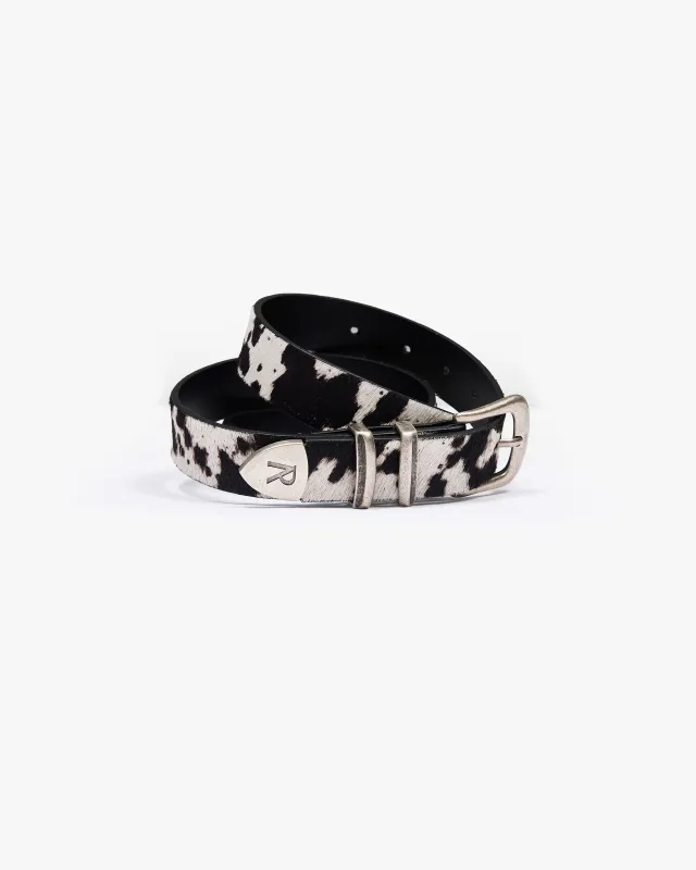 Cowhide Rodeo Belt - Flat White Jet Black made by Represent