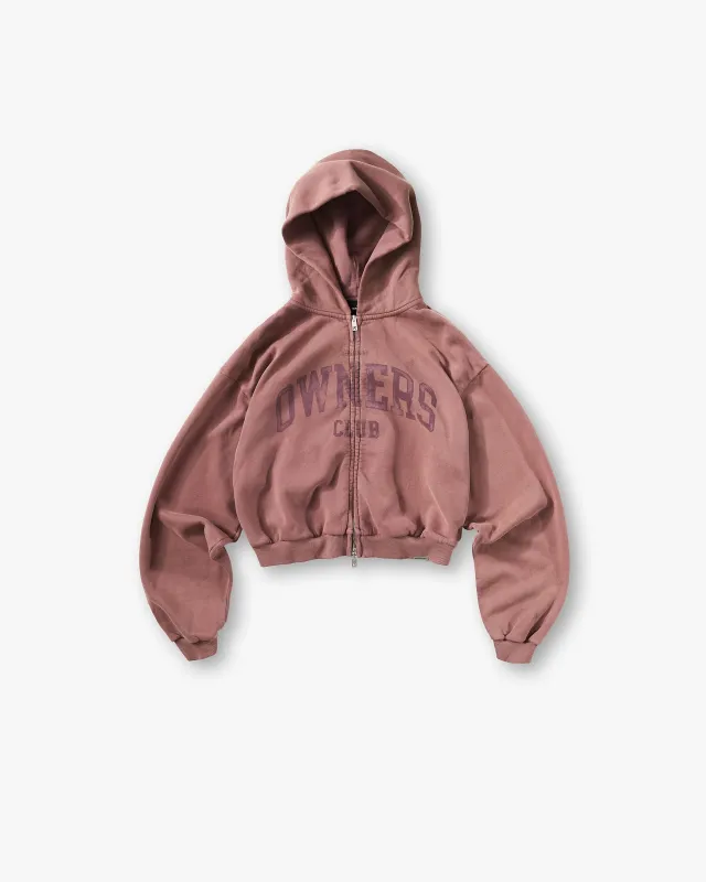 Represent Owners Club Zip Through Hoodie - Smoked Rose made by Represent
