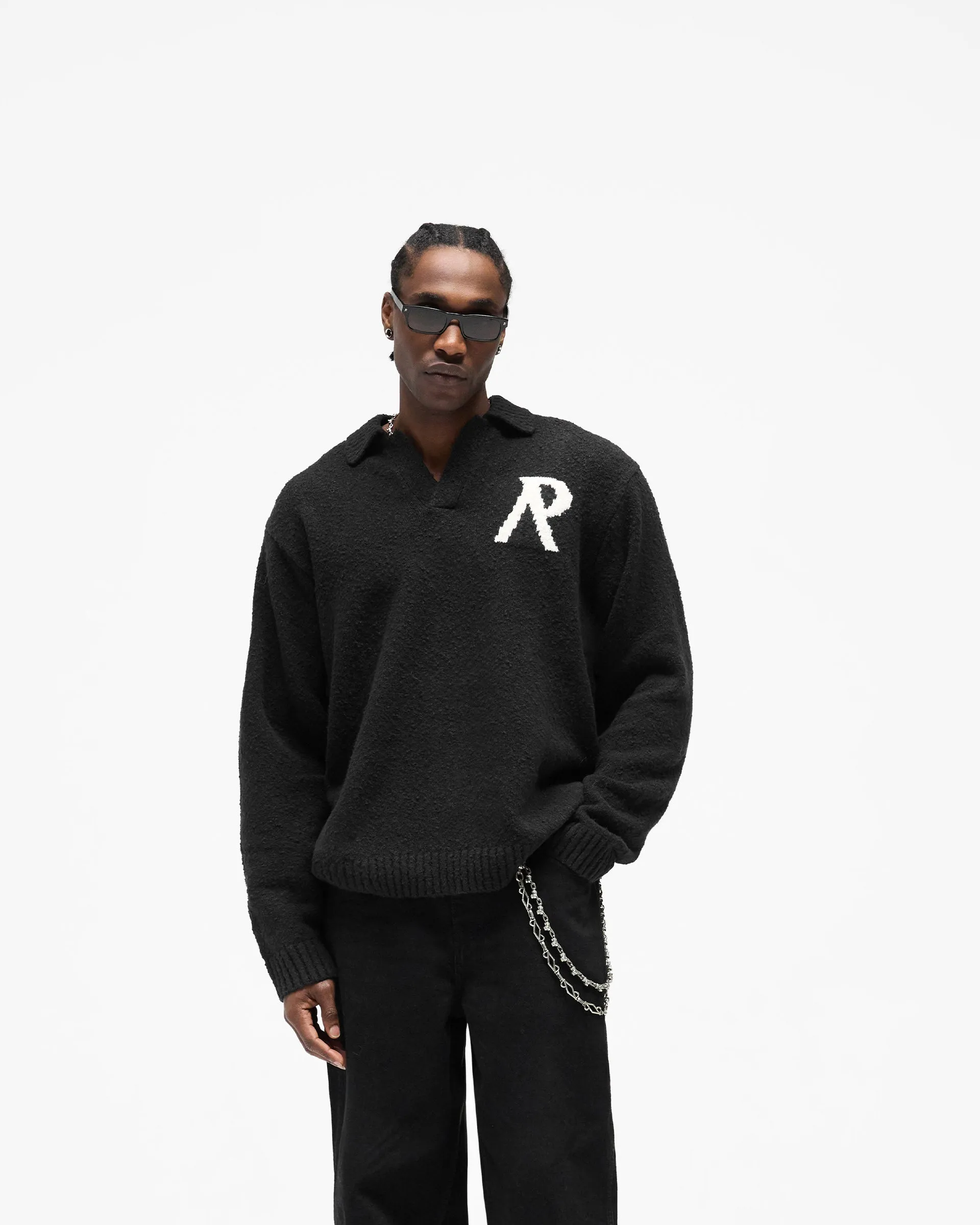 Knitted Boucle Polo - Jet Black sold by Represent product image thumbnail 3