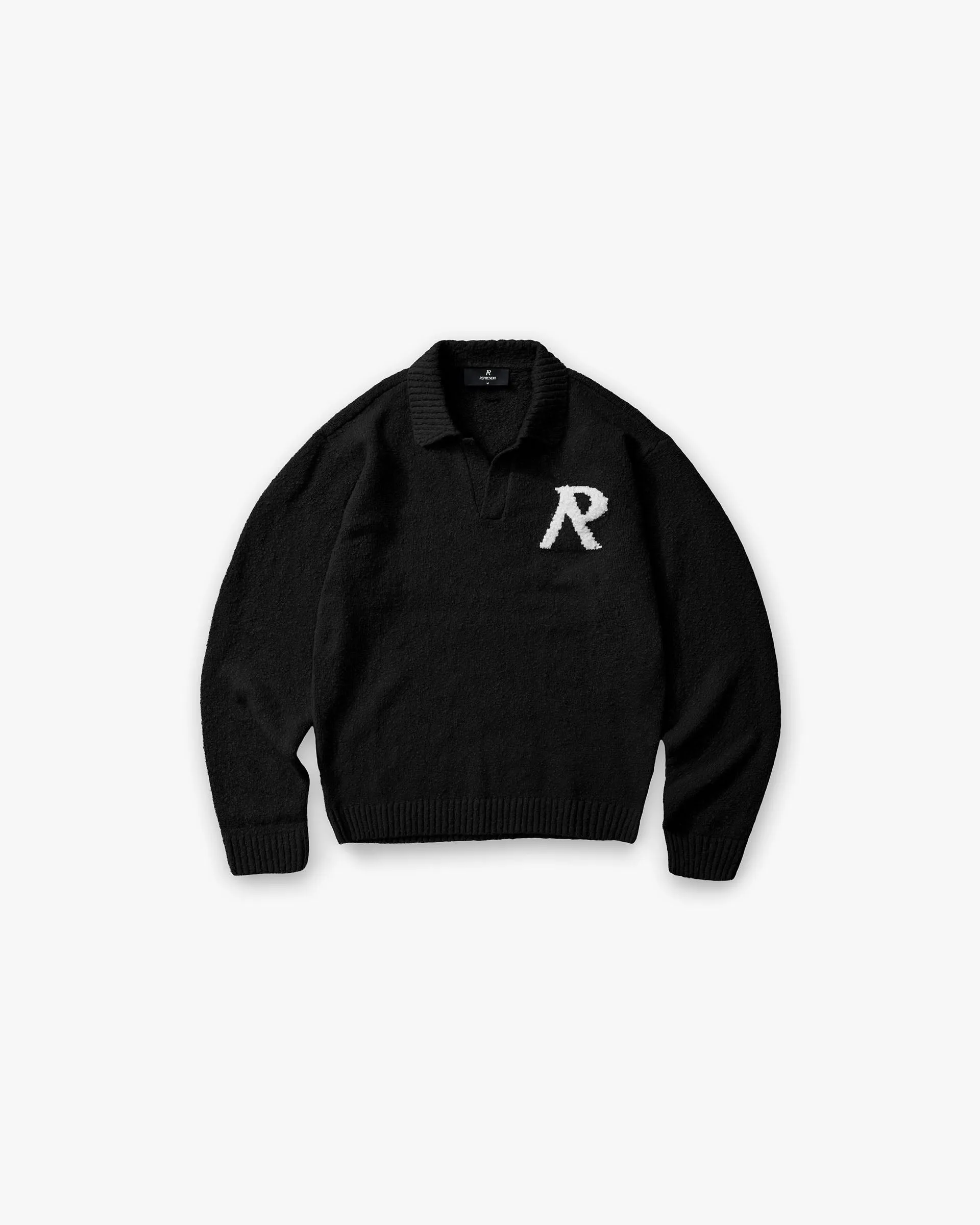 Knitted Boucle Polo - Jet Black sold by Represent