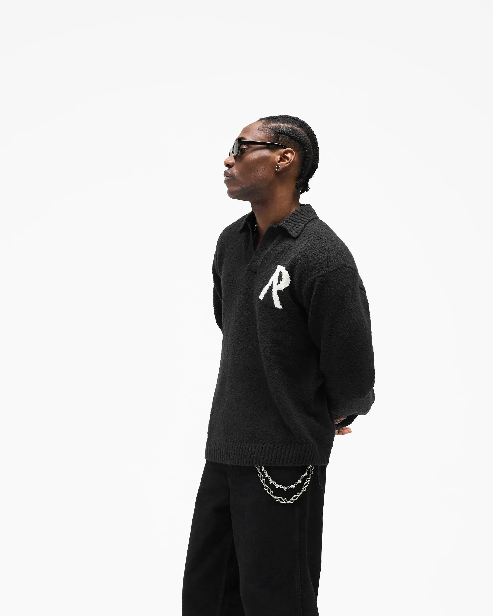 Knitted Boucle Polo - Jet Black sold by Represent product image thumbnail 2