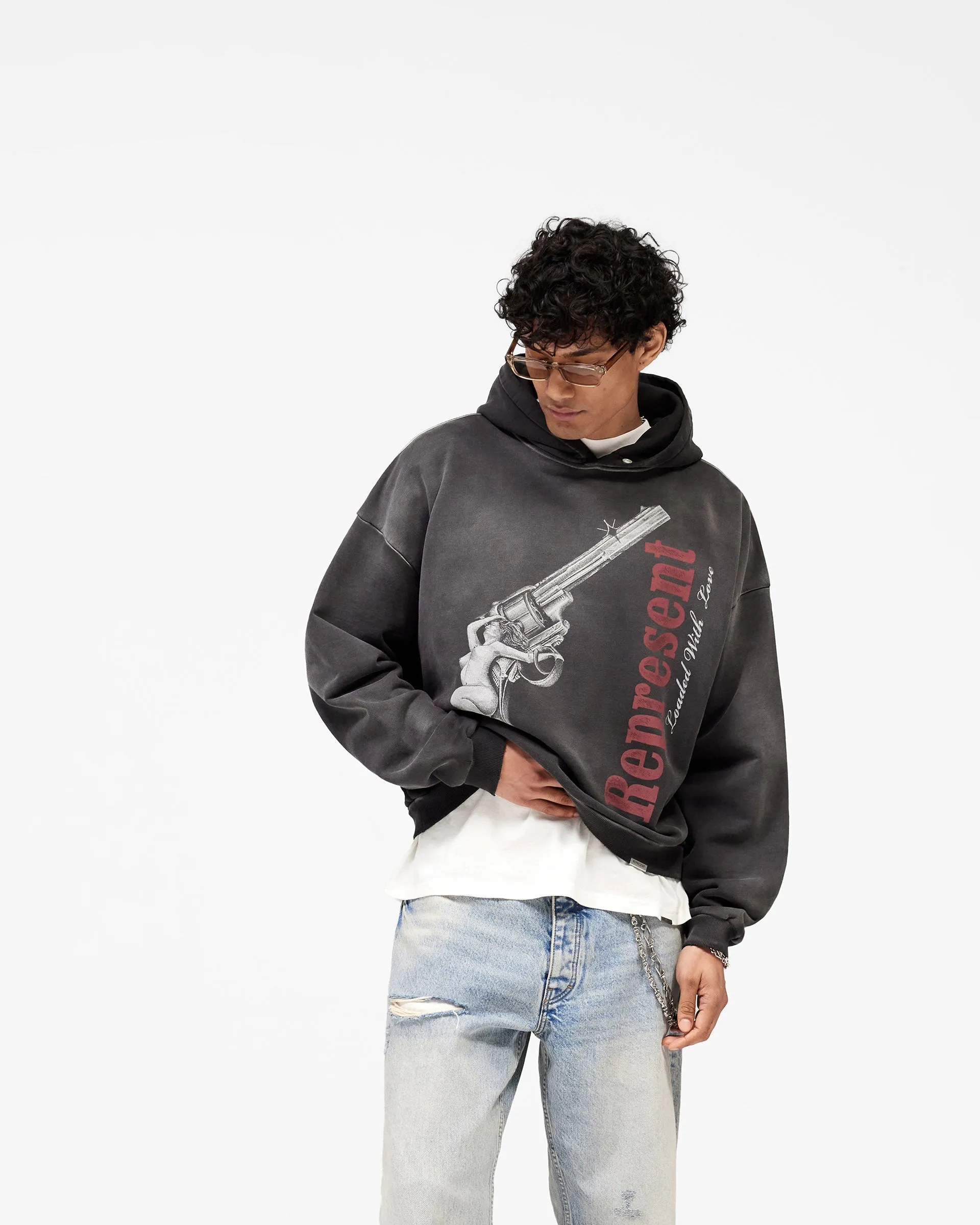 Loaded With Love Hoodie - Stained Black sold by Represent product image thumbnail 4