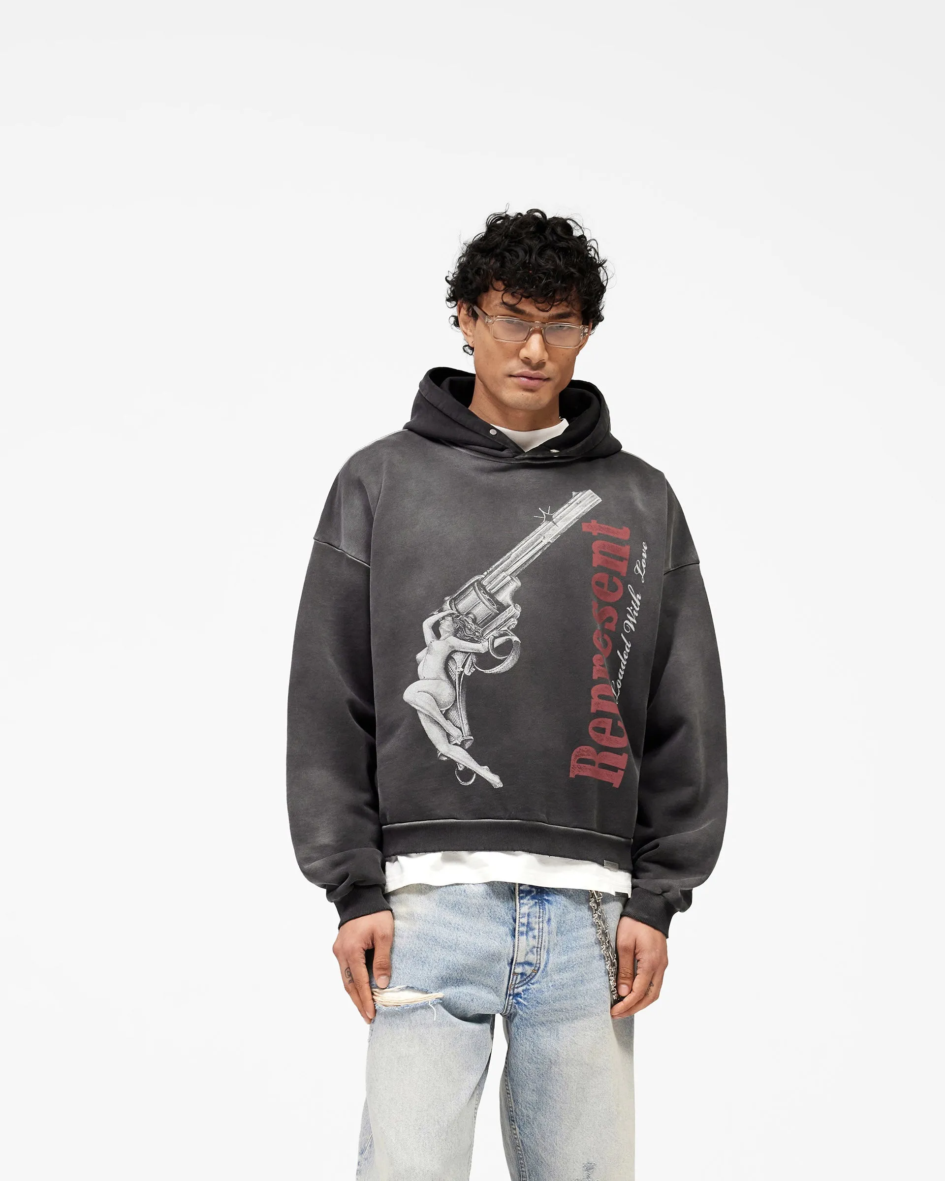 Loaded With Love Hoodie - Stained Black sold by Represent product image thumbnail 3