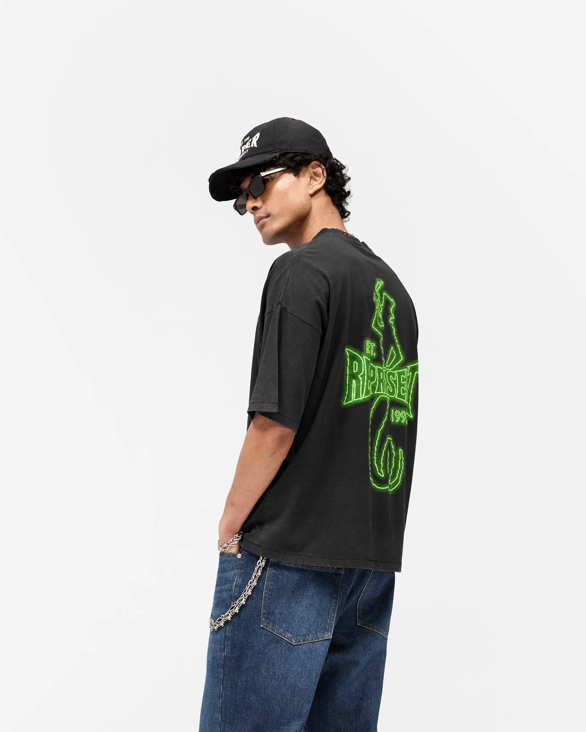 Represent x The Viper Room Glow T-Shirt - Vintage Black sold by Represent product image thumbnail 5