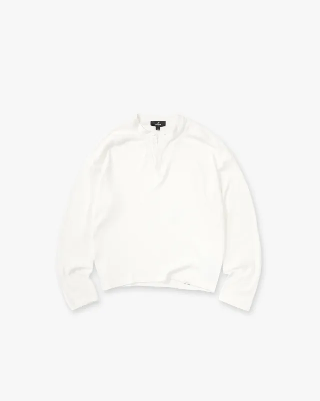 Initial Henley Waffle Long Sleeve T-Shirt - Flat White made by Represent