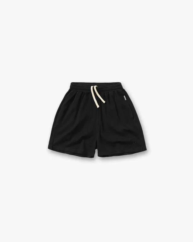 Initial Waffle Shorts - Jet Black made by Represent