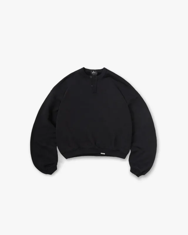 Initial Henley Collar Sweater - Jet Black made by Represent