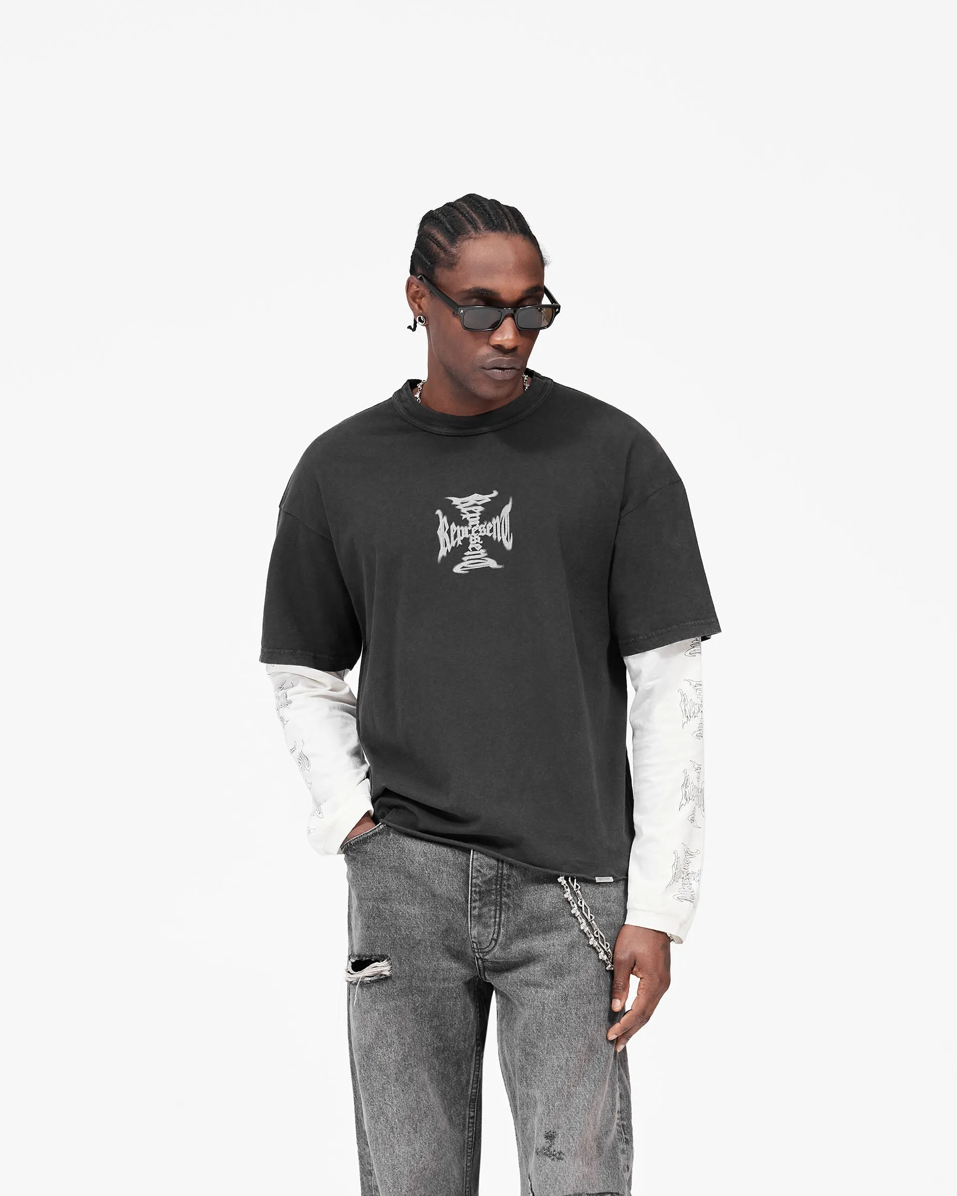 MH Stack Long Sleeve T-Shirt - Faded Black sold by Represent product image thumbnail 5