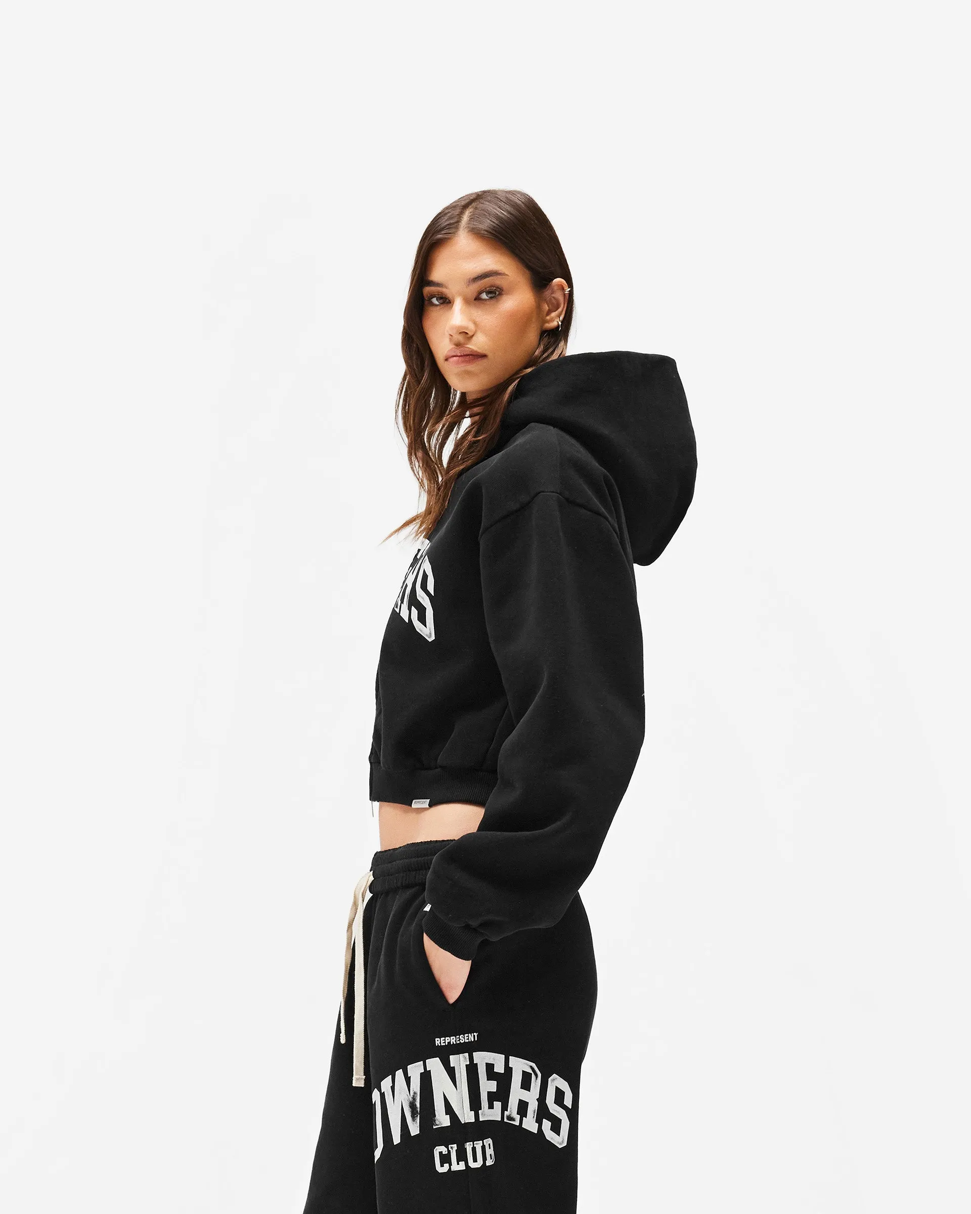 Represent Owners Club Zip Through Hoodie - Jet Black sold by Represent product image thumbnail 5
