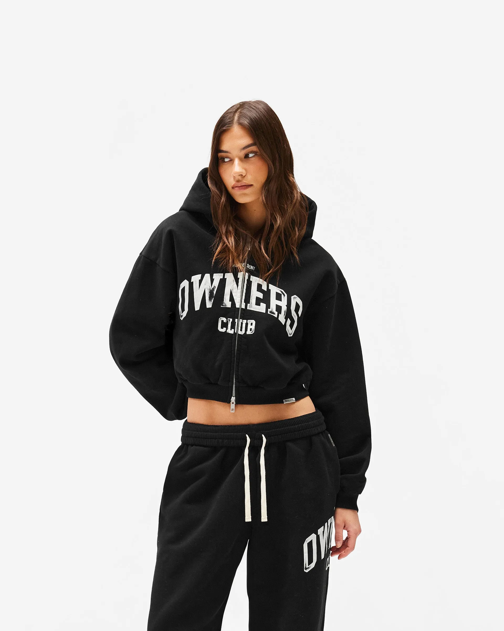 Represent Owners Club Zip Through Hoodie - Jet Black sold by Represent product image thumbnail 2