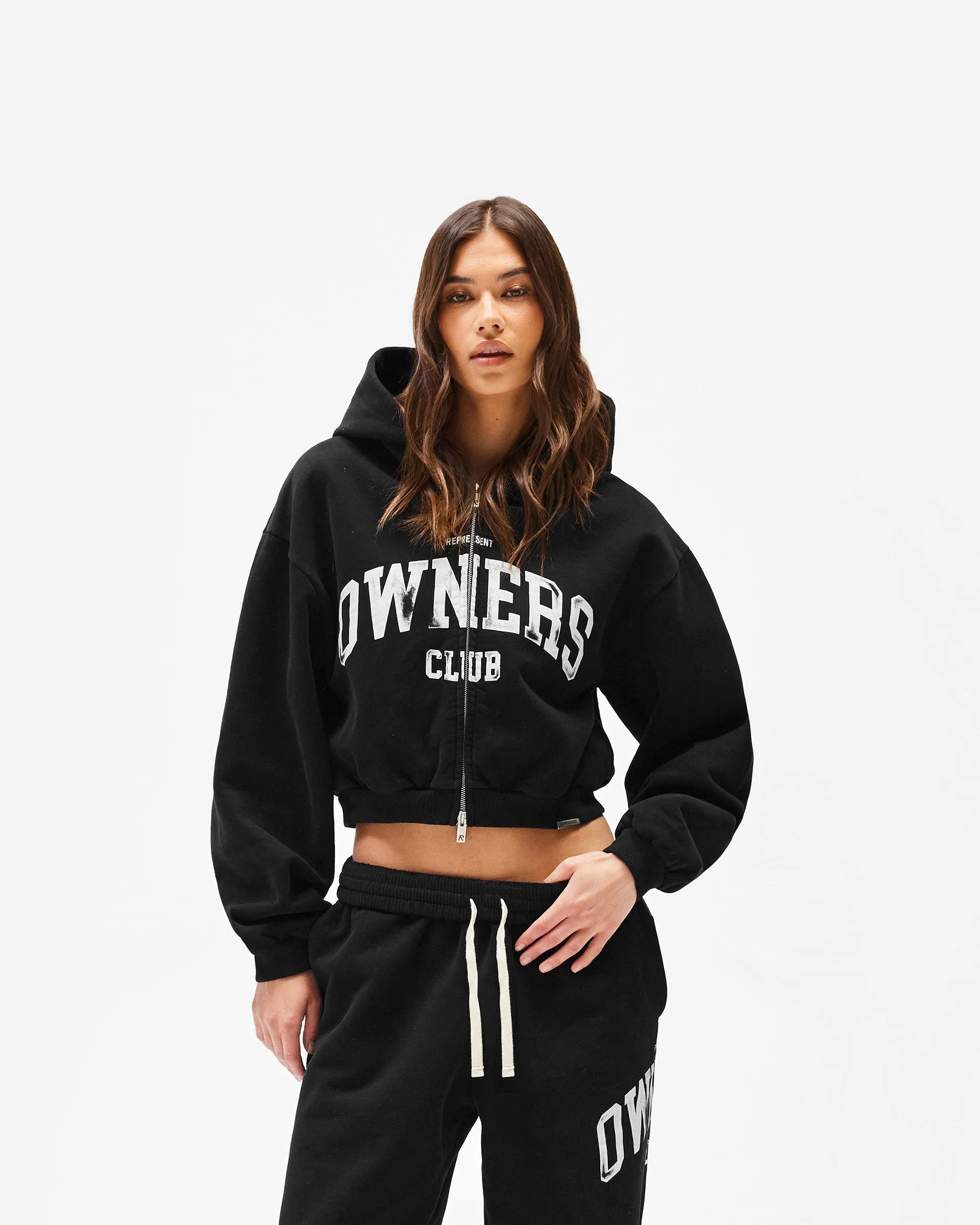 Represent Owners Club Zip Through Hoodie - Jet Black sold by Represent product image thumbnail 3