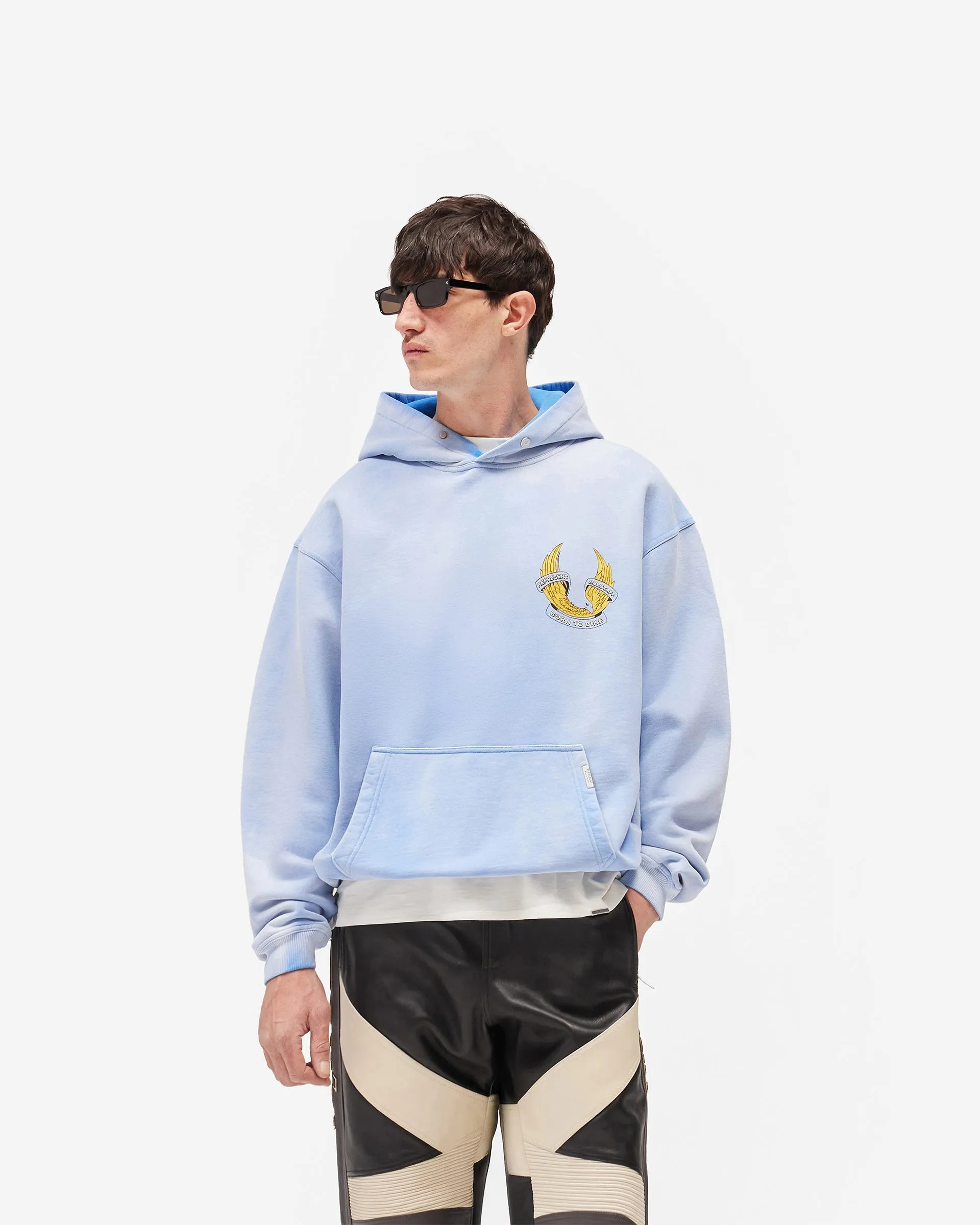 Represent X Belstaff Born To Bike Hoodie - Mid Blue sold by Represent product image thumbnail 3