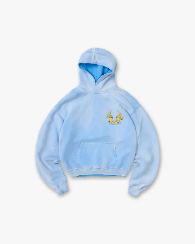 Represent X Belstaff Born To Bike Hoodie - Mid Blue made by Represent