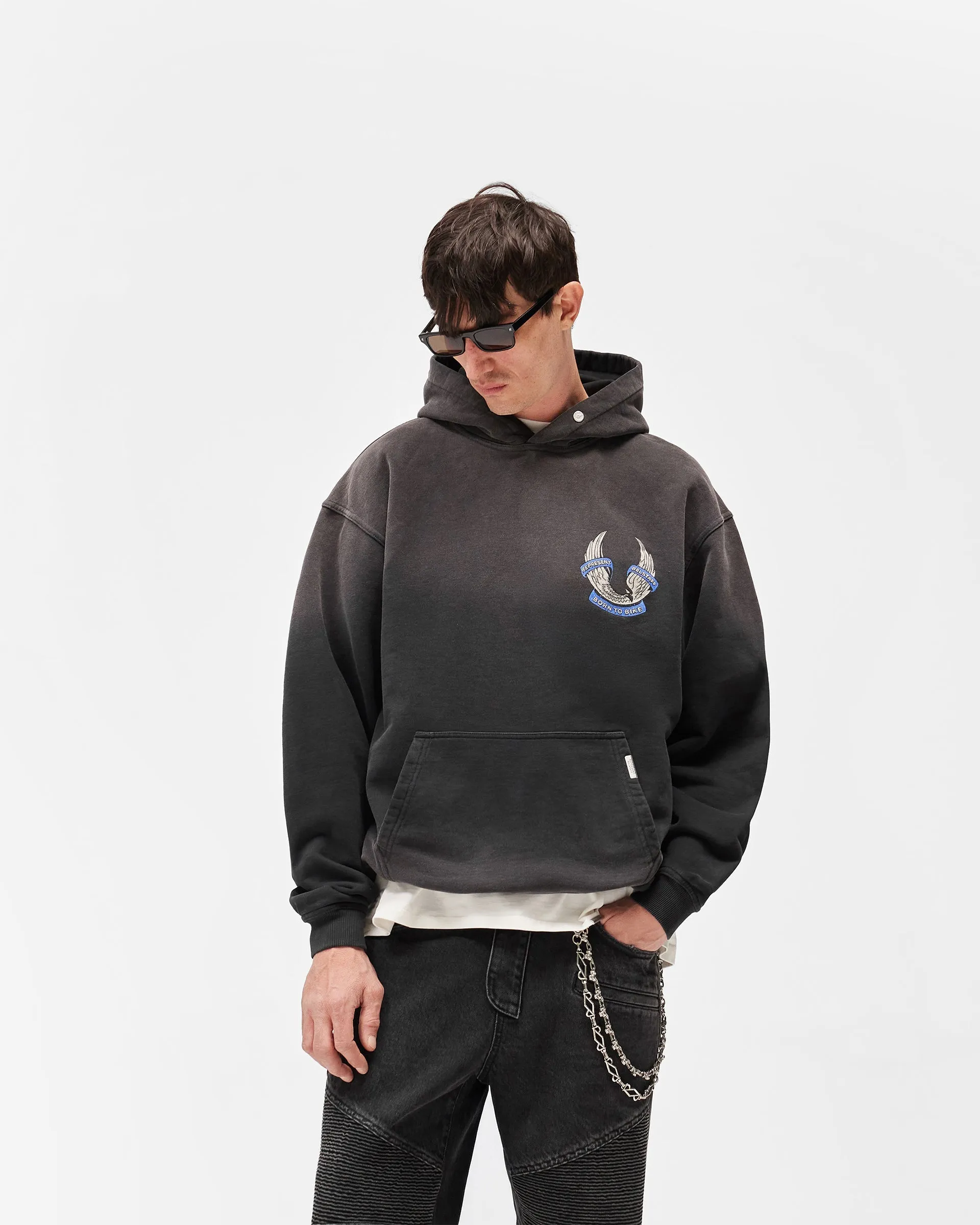 Represent X Belstaff Born To Bike Hoodie - Aged Black sold by Represent product image thumbnail 3