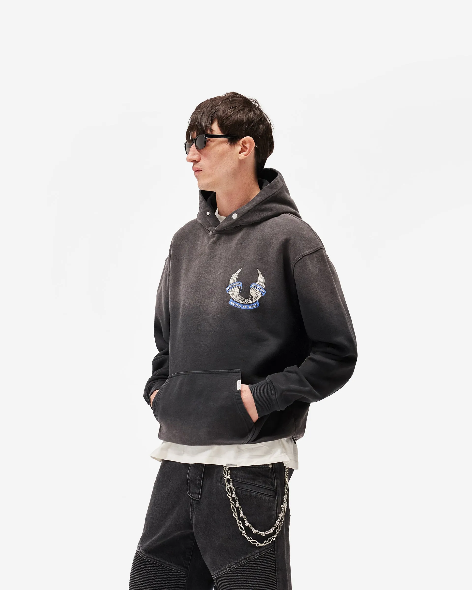 Represent X Belstaff Born To Bike Hoodie - Aged Black sold by Represent product image thumbnail 4