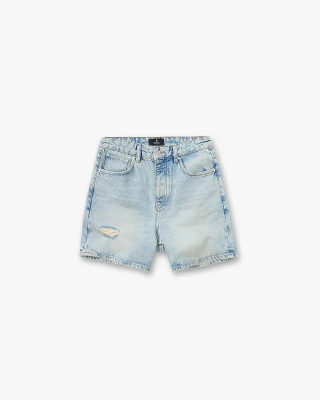 Busy Doing Nothing Denim Short - Dusty Blue made by Represent