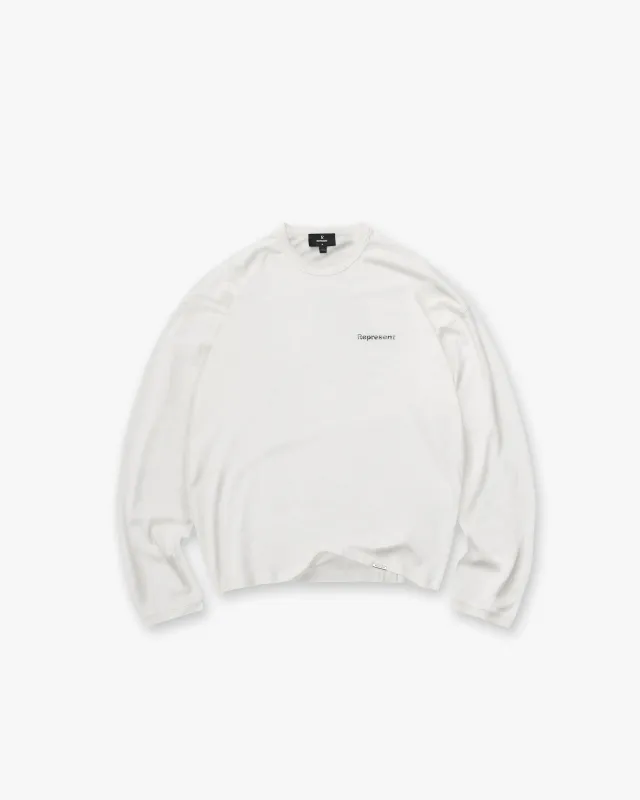 Lowercase Logo Long Sleeve T-Shirt - Flat White made by Represent