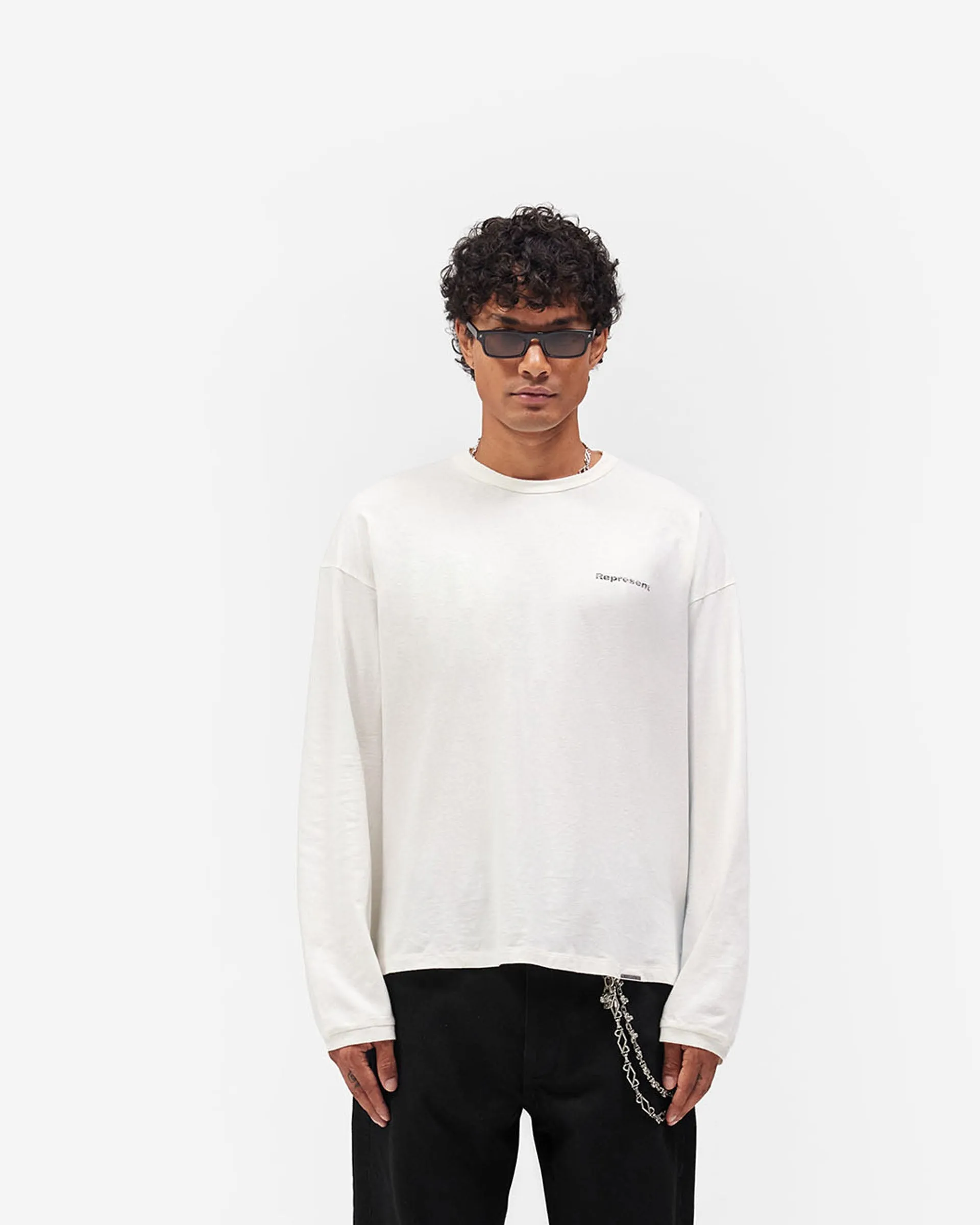 Lowercase Logo Long Sleeve T-Shirt - Flat White sold by Represent product image thumbnail 3